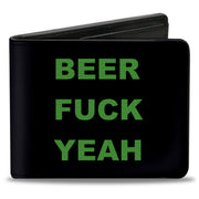 Bi-Fold Wallet - BEER FUCK YEAH Black Neon Green Bi-Fold Wallets Buckle-Down