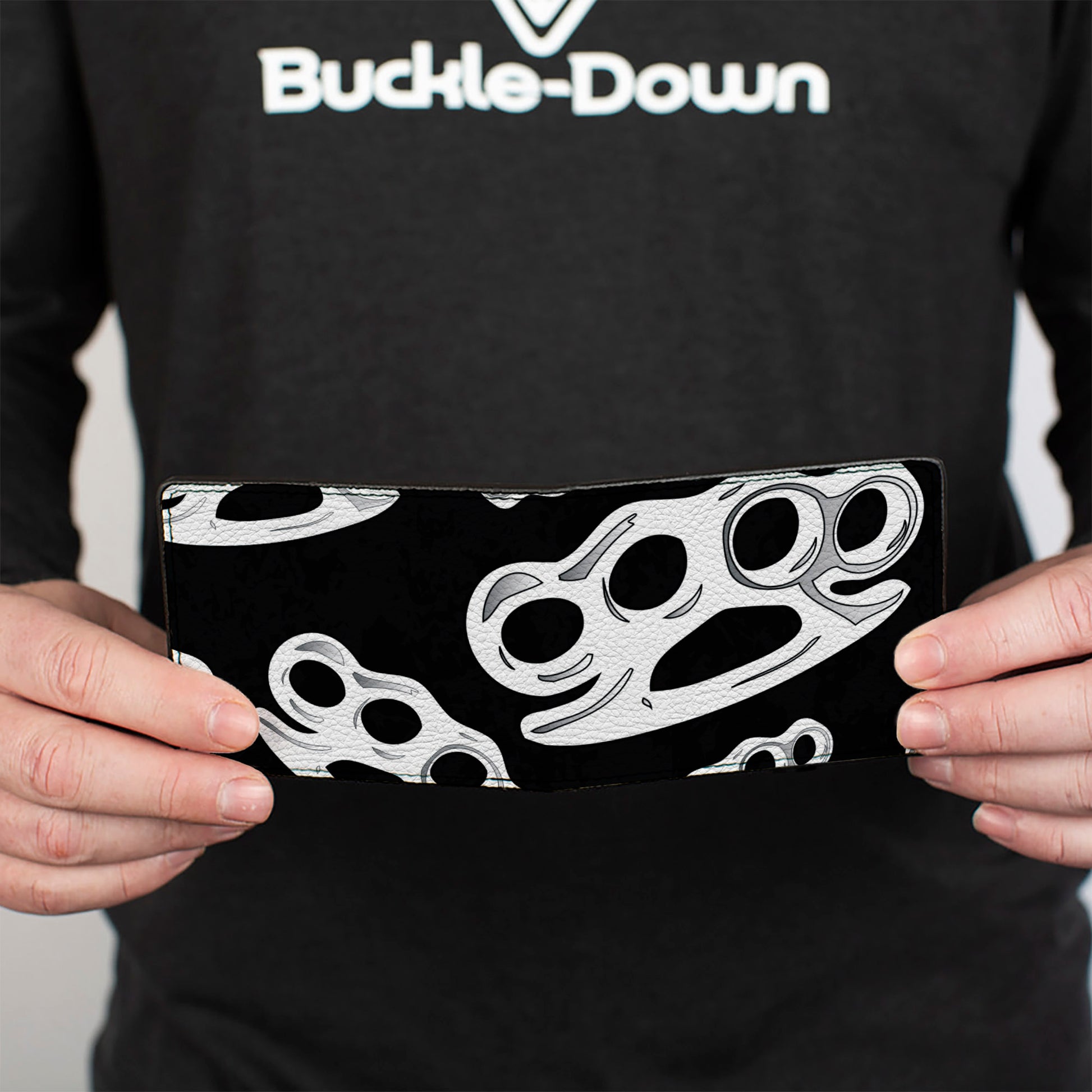 Bi-Fold Wallet - Brass Knuckles Black White Bi-Fold Wallets Buckle-Down