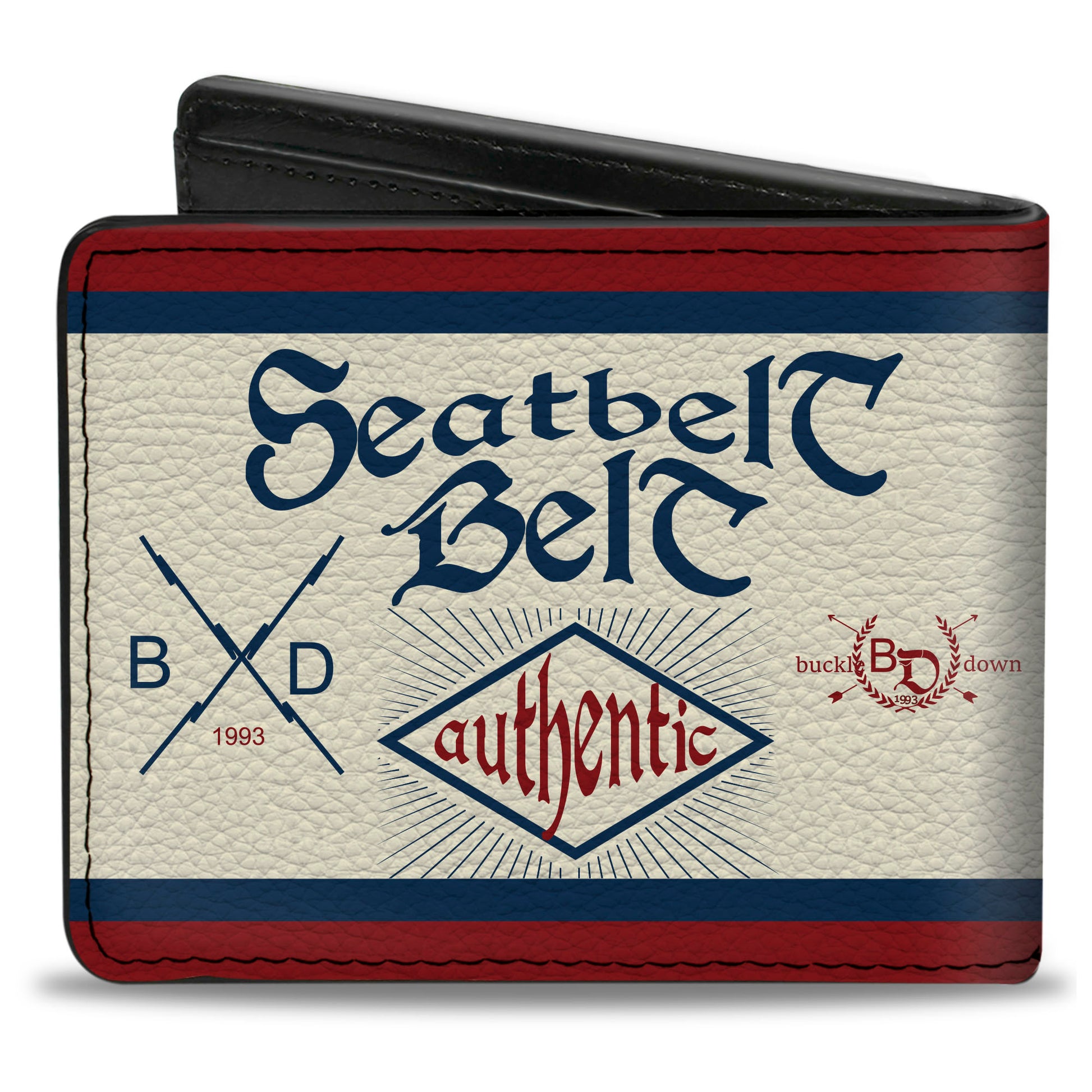 Bi-Fold Wallet - Buckle-Down AUTHENTIC SEATBELT BELT White Blue Red Bi-Fold Wallets Buckle-Down