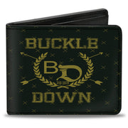 Bi-Fold Wallet - Buckle-Down Winged Skull ENJOY THE RIDE Olive Lime Green Bi-Fold Wallets Buckle-Down