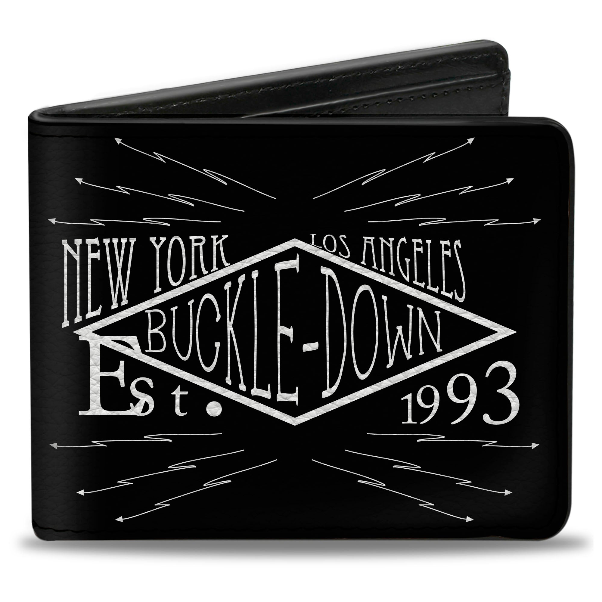 Bi-Fold Wallet - Buckle-Down AUTHENTIC SEATBELT BELT NY-LA Black White Bi-Fold Wallets Buckle-Down