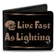 Bi-Fold Wallet - Buckle-Down Skull LIVE FAST AS LIGHTNING Black Light Orange Bi-Fold Wallets Buckle-Down