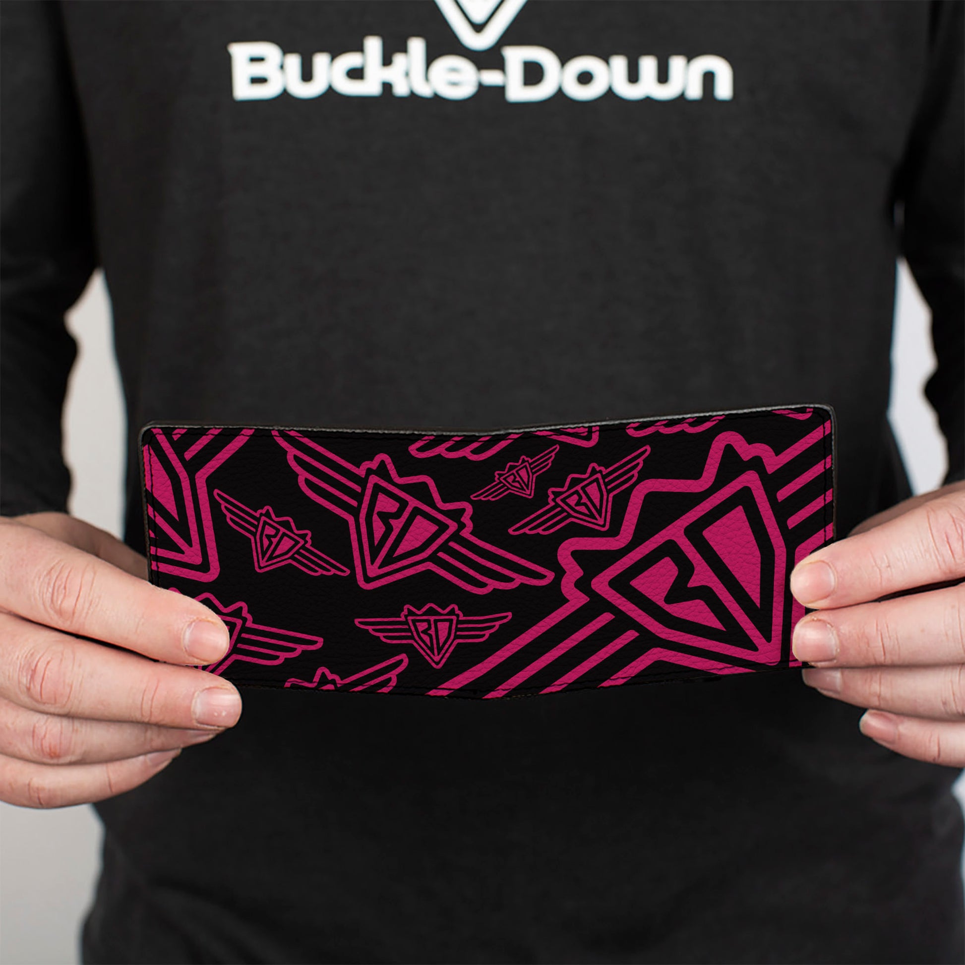 Bi-Fold Wallet - Buckle-Down BD Logo Scattered Black Fuchsia Bi-Fold Wallets Buckle-Down