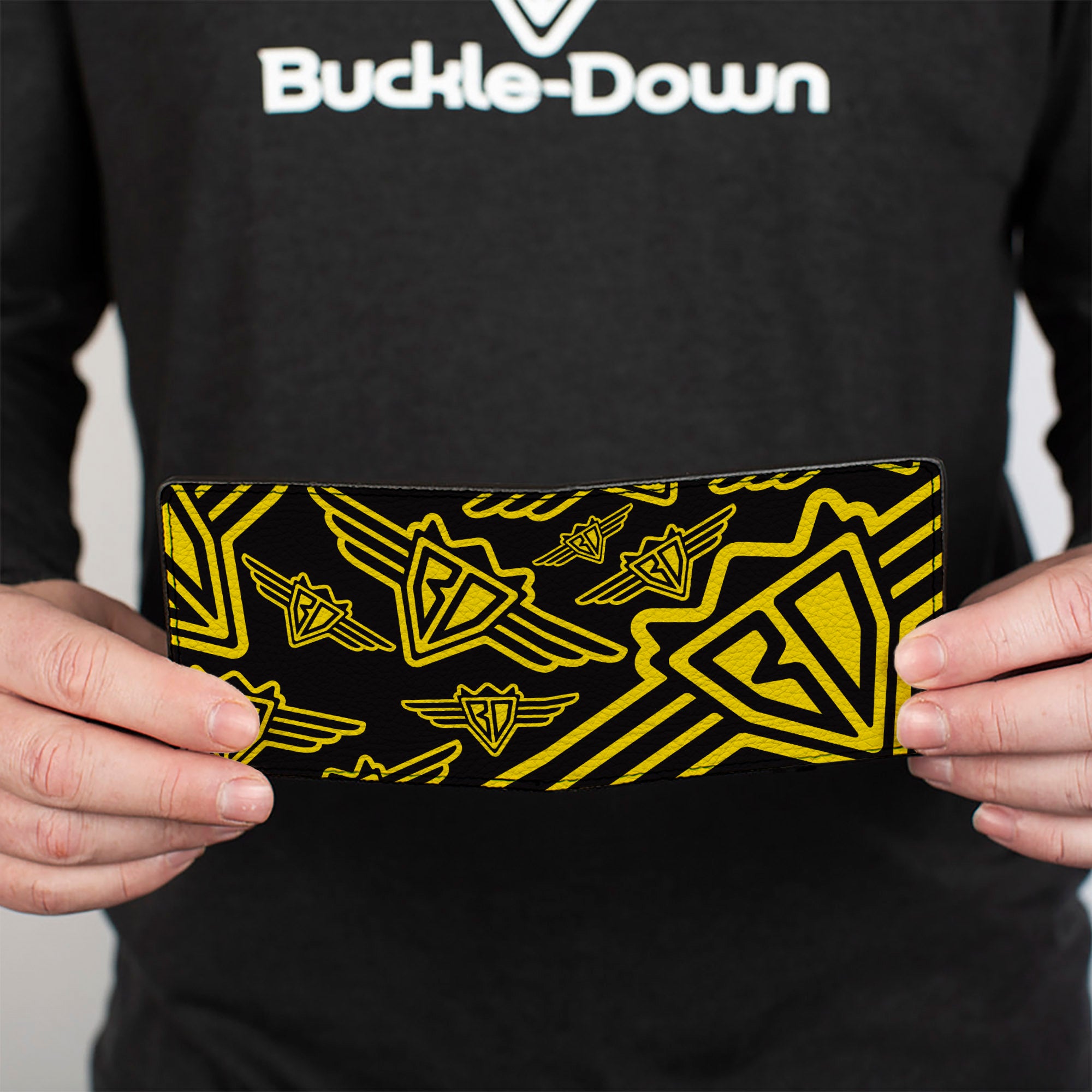 Bi-Fold Wallet - Buckle-Down BD Logo Scattered Black Yellow Bi-Fold Wallets Buckle-Down