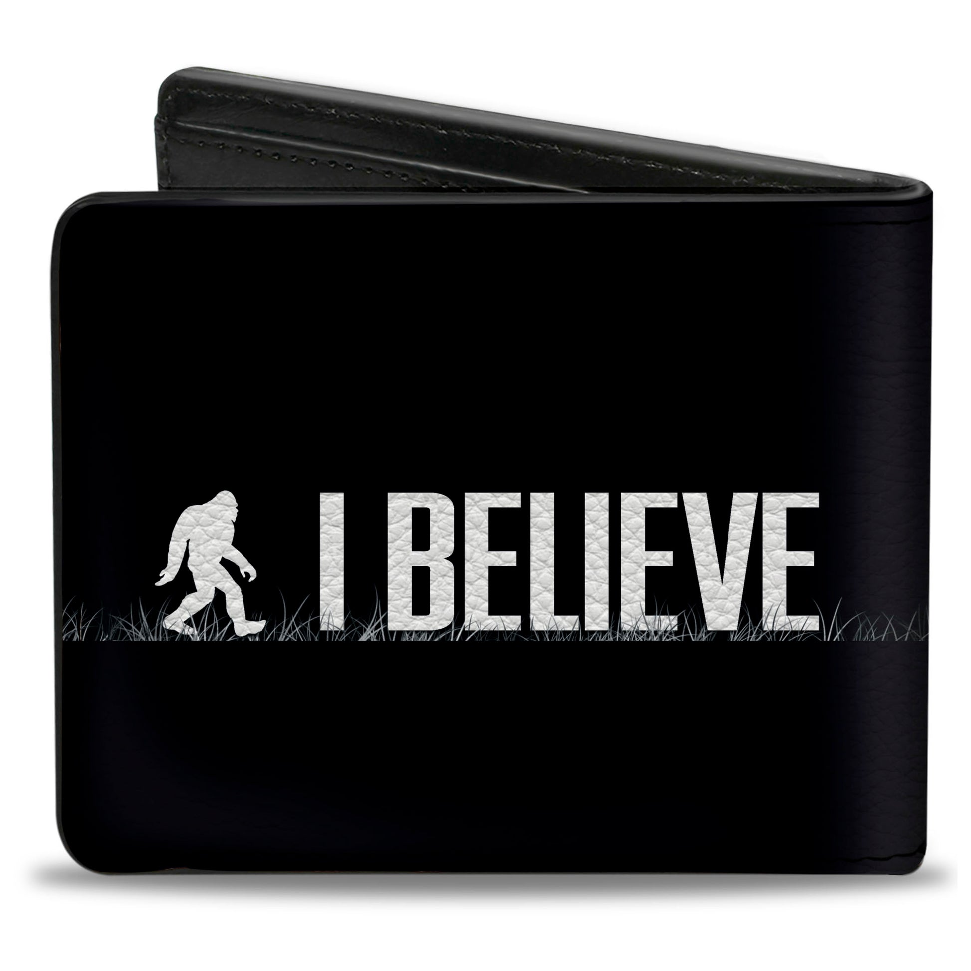 Bi-Fold Wallet - Bigfoot Silhouette I BELIEVE Black Gray White Bi-Fold Wallets Buckle-Down