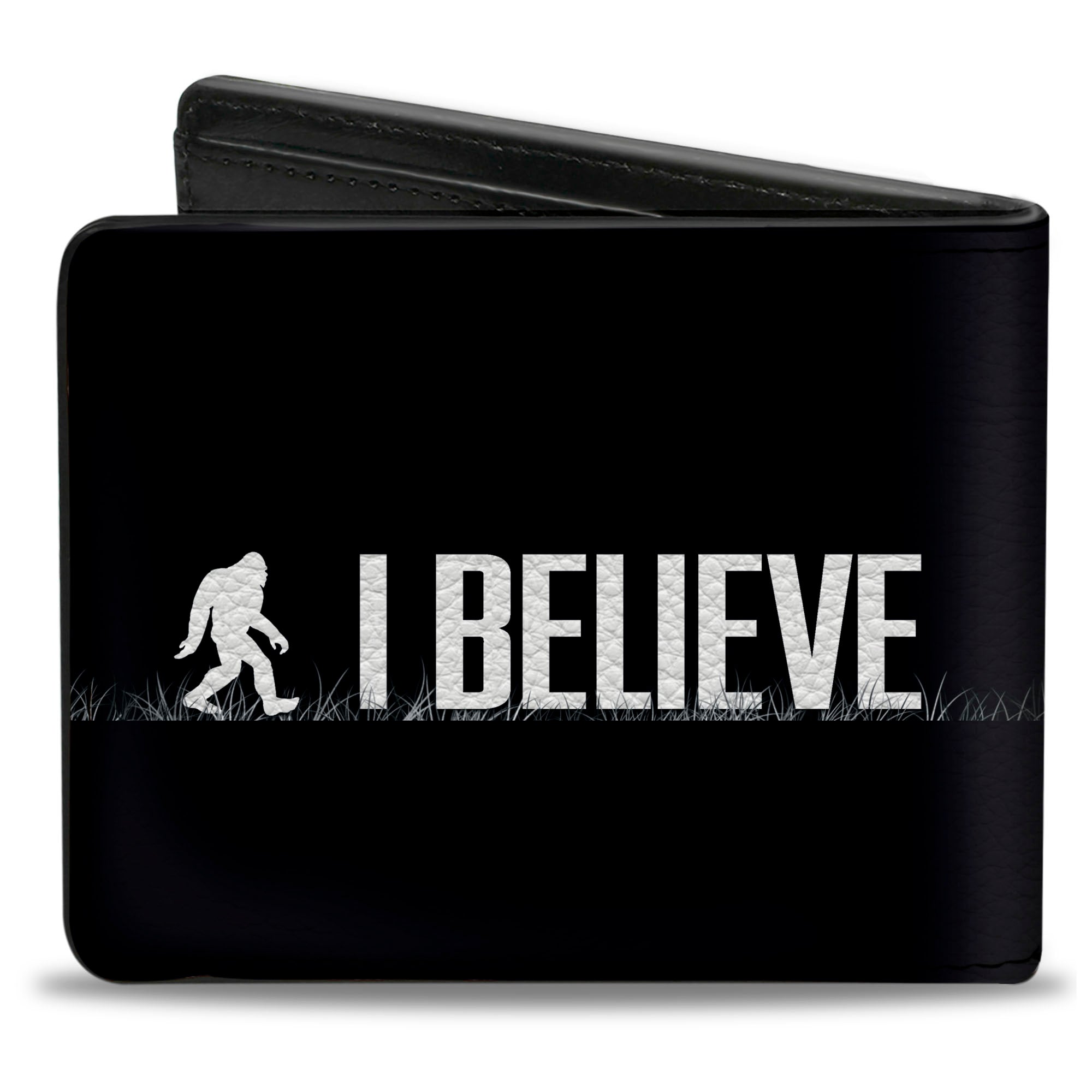 Bi-Fold Wallet - Bigfoot Silhouette I BELIEVE Black Gray White Bi-Fold Wallets Buckle-Down