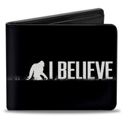 Bi-Fold Wallet - Bigfoot Silhouette I BELIEVE Black Gray White Bi-Fold Wallets Buckle-Down