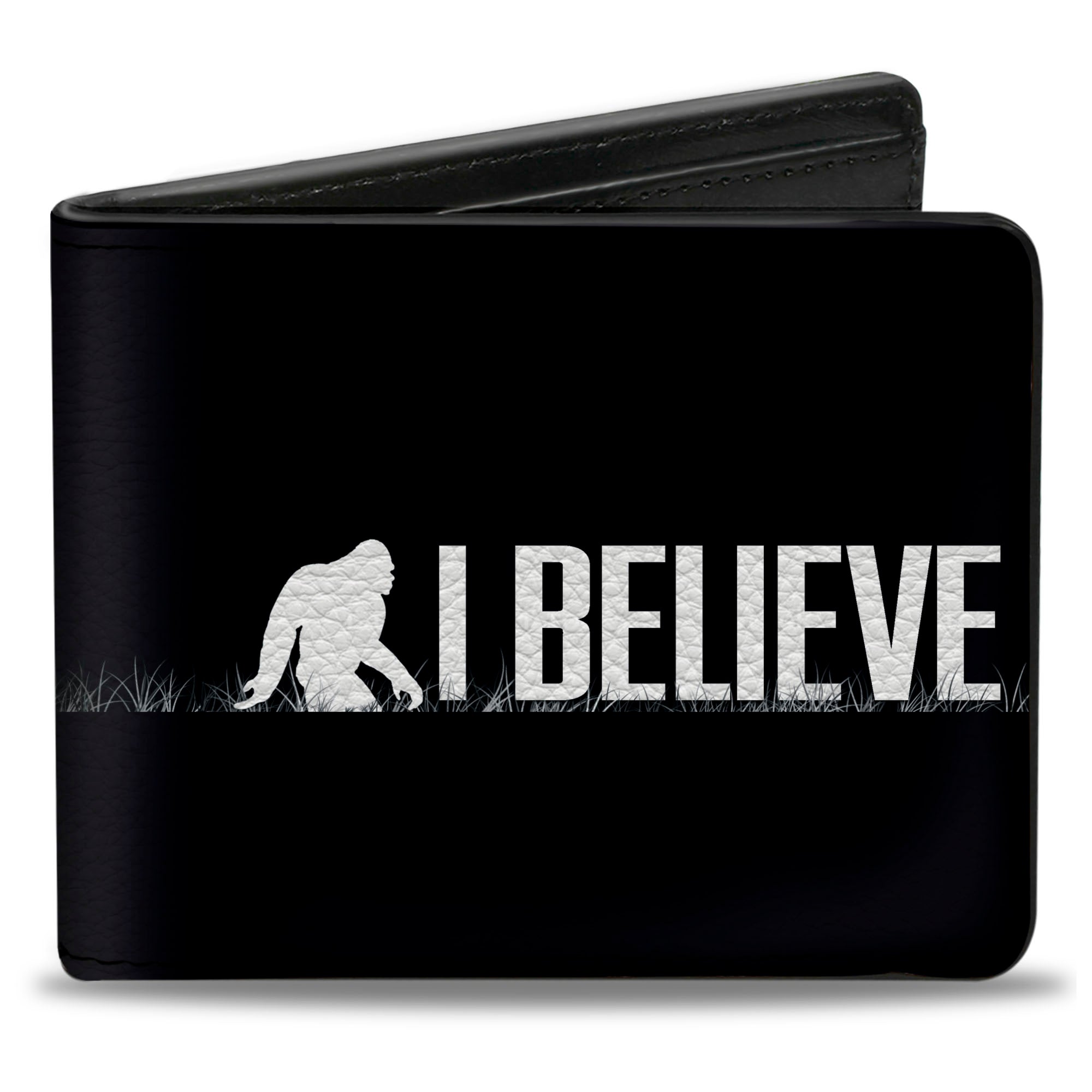Bi-Fold Wallet - Bigfoot Silhouette I BELIEVE Black Gray White Bi-Fold Wallets Buckle-Down