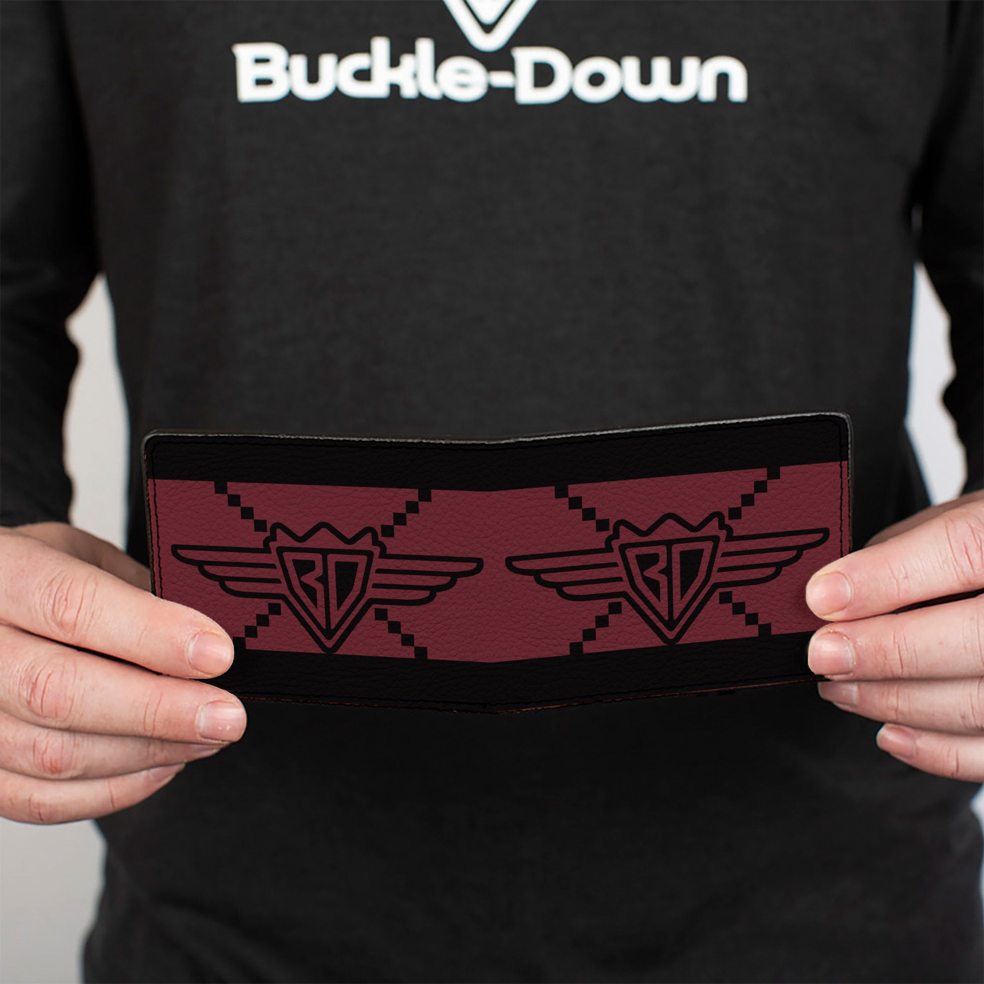 Bi-Fold Wallet - Buckle-Down BD Monogram2 Red Black Bi-Fold Wallets Buckle-Down