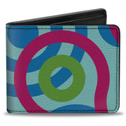 Bi-Fold Wallet - Bullseye Stacked Swirl Blues Green Yellow Pink Bi-Fold Wallets Buckle-Down