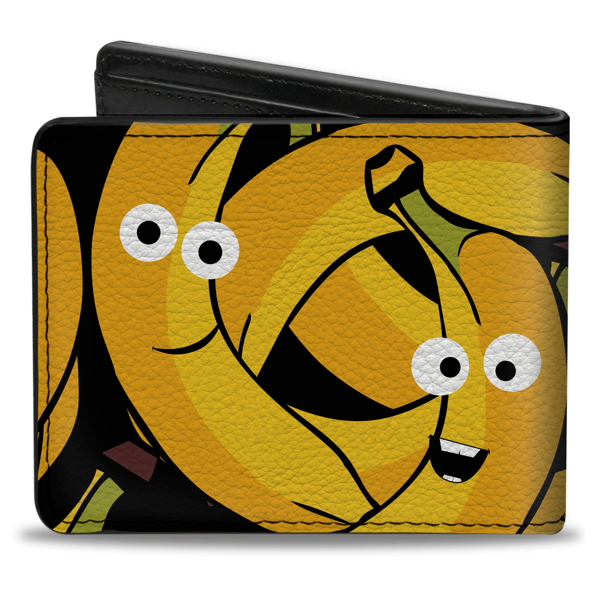 Bi-Fold Wallet - Bananas Stacked Cartoon Black Yellows Bi-Fold Wallets Buckle-Down