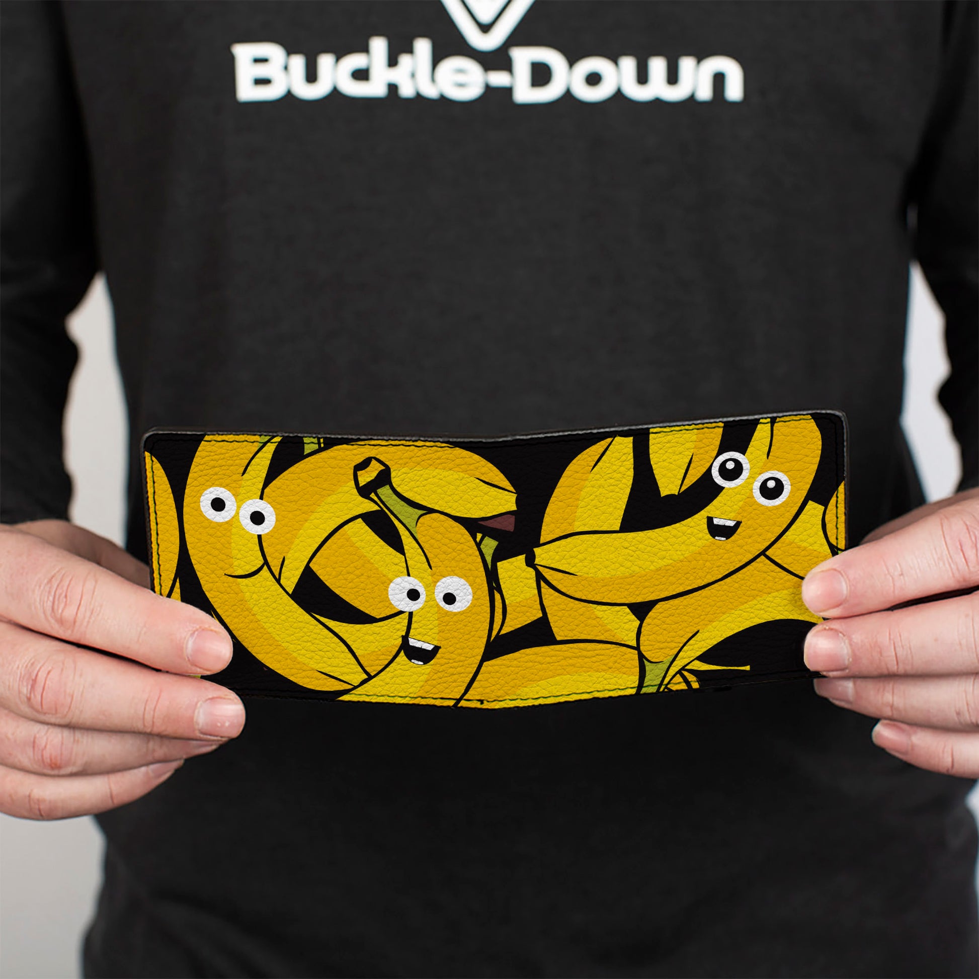 Bi-Fold Wallet - Bananas Stacked Cartoon Black Yellows Bi-Fold Wallets Buckle-Down