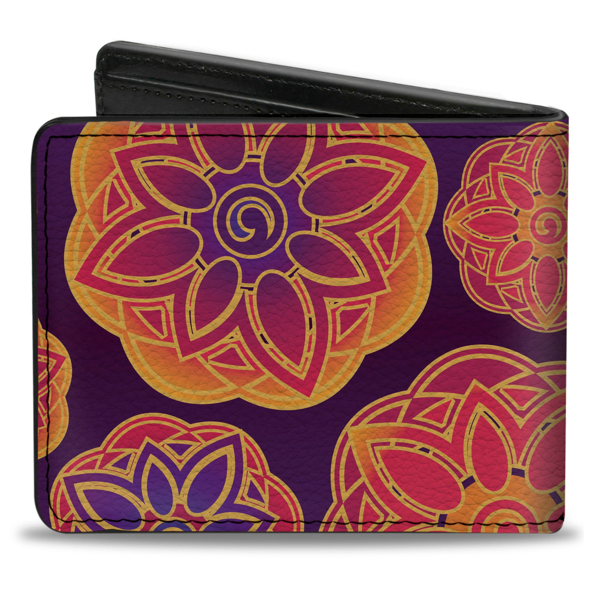Bi-Fold Wallet - Boho Mandala Purples Oranges Pinks Bi-Fold Wallets Buckle-Down