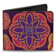 Bi-Fold Wallet - Boho Mandala Purples Oranges Pinks Bi-Fold Wallets Buckle-Down