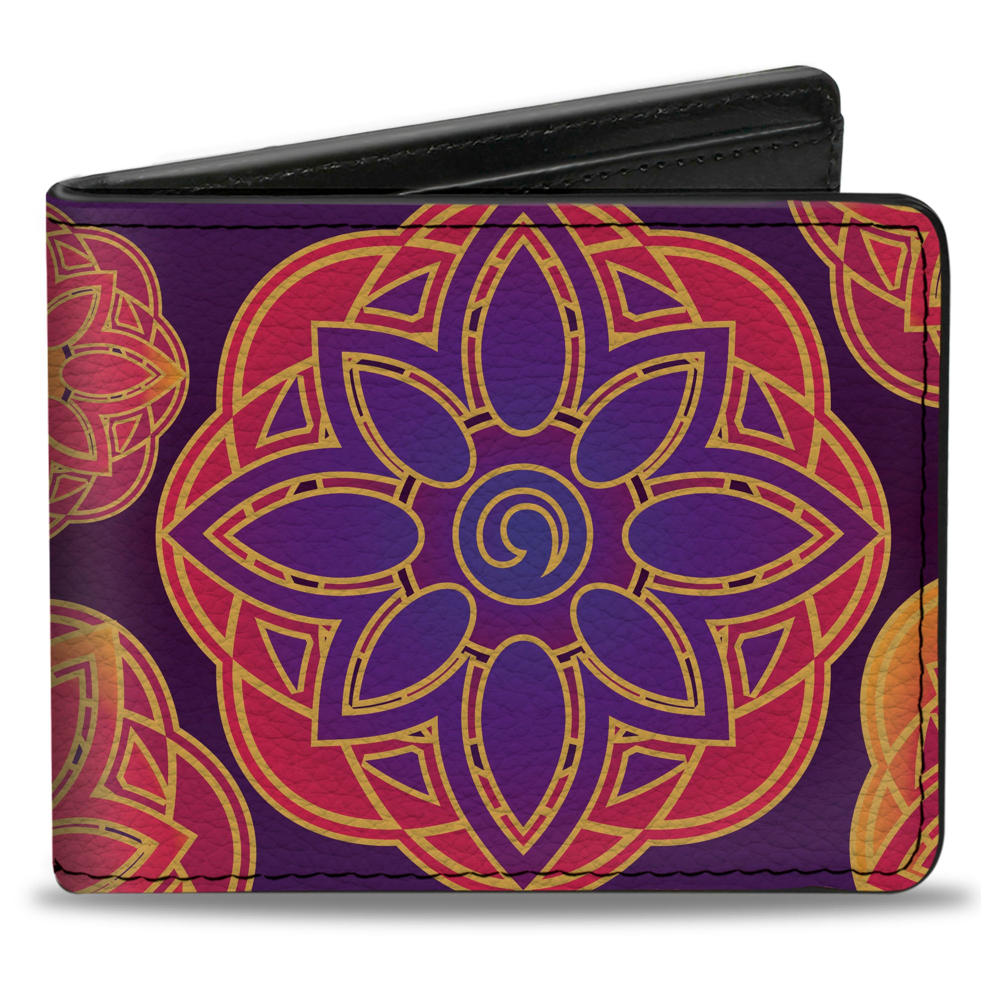 Bi-Fold Wallet - Boho Mandala Purples Oranges Pinks Bi-Fold Wallets Buckle-Down