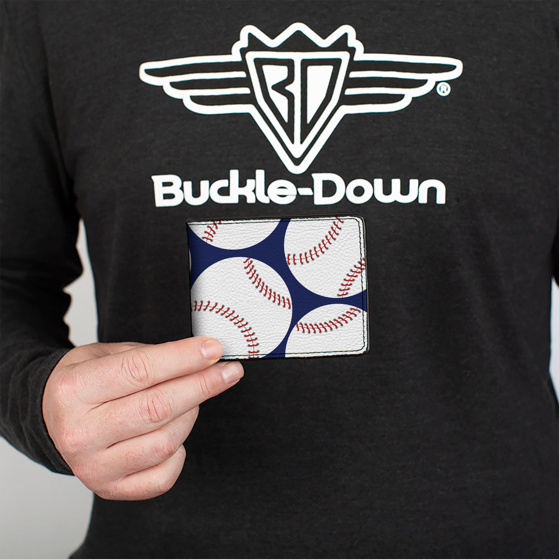 Bi-Fold Wallet - Baseballs Scattered Blue Bi-Fold Wallets Buckle-Down
