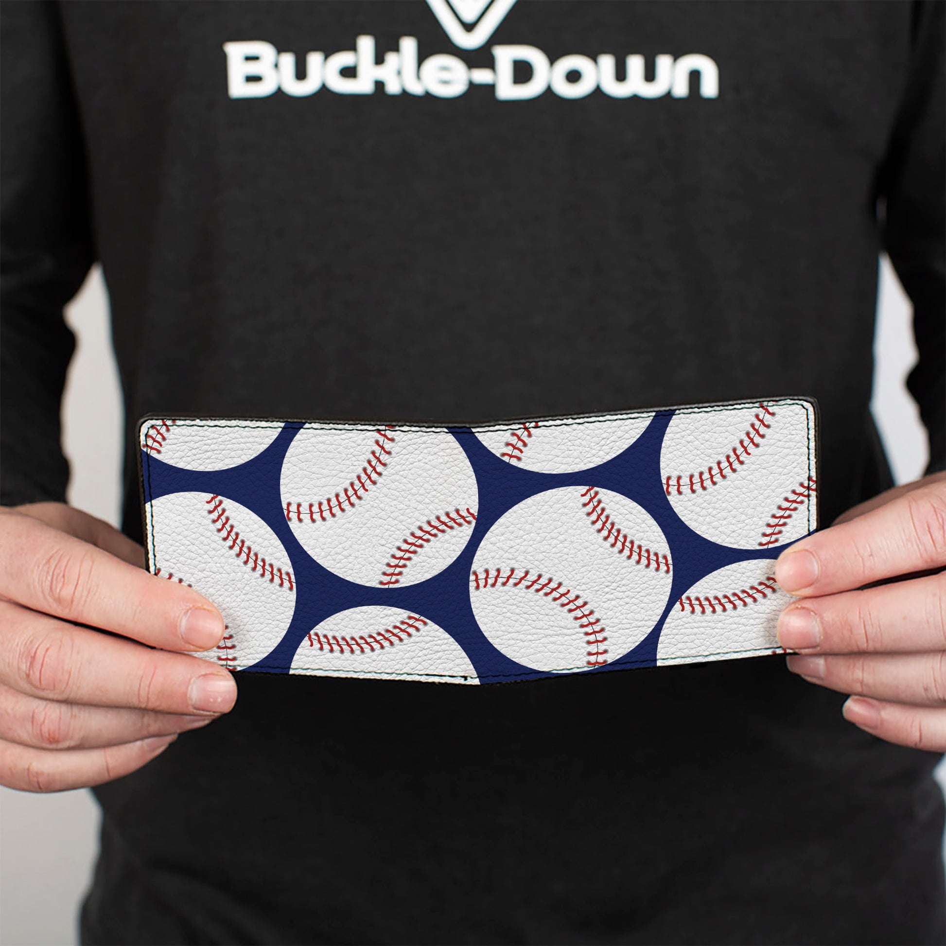 Bi-Fold Wallet - Baseballs Scattered Blue Bi-Fold Wallets Buckle-Down