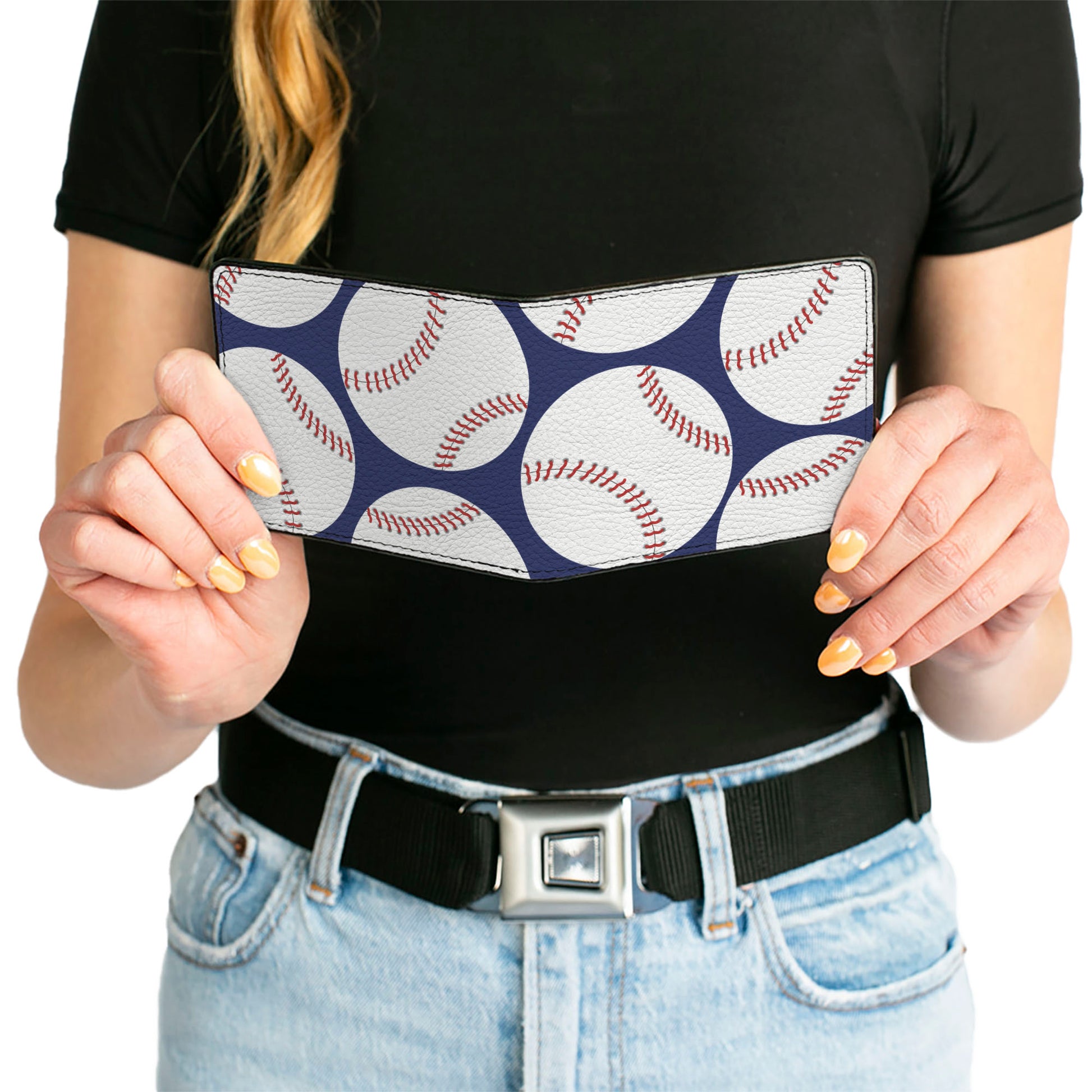 Bi-Fold Wallet - Baseballs Scattered Blue Bi-Fold Wallets Buckle-Down