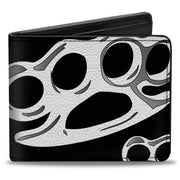 Bi-Fold Wallet - Brass Knuckles Skulls Roses2 Black White Bi-Fold Wallets Buckle-Down