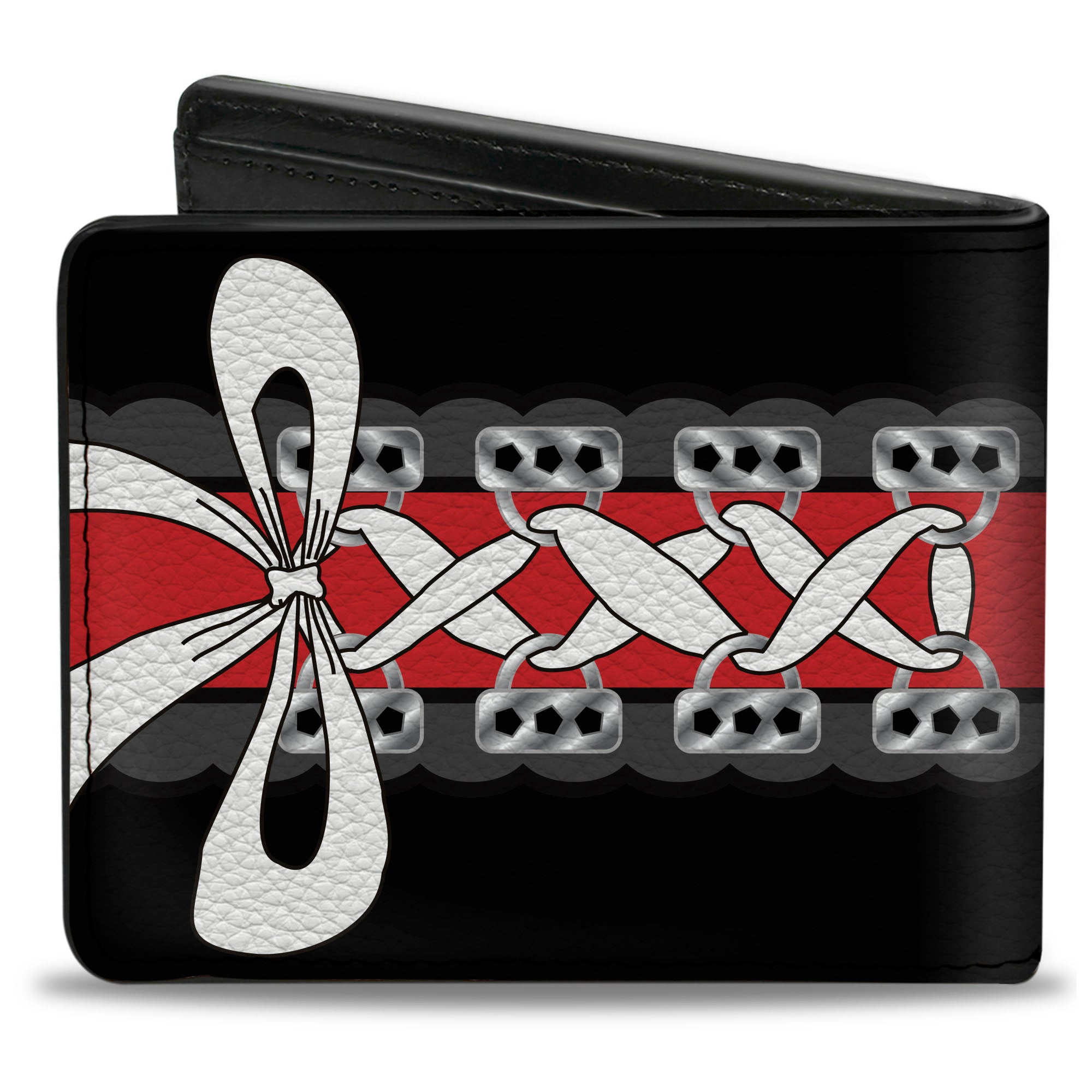 Bi-Fold Wallet - Corset Lace Up w Bow Black Red Bi-Fold Wallets Buckle-Down