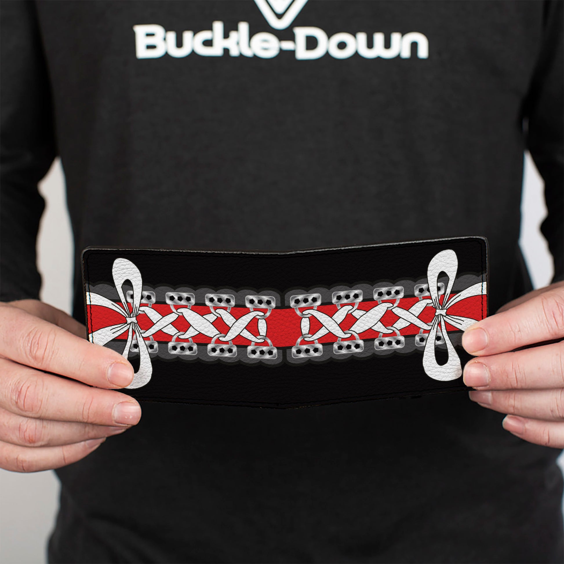 Bi-Fold Wallet - Corset Lace Up w Bow Black Red Bi-Fold Wallets Buckle-Down