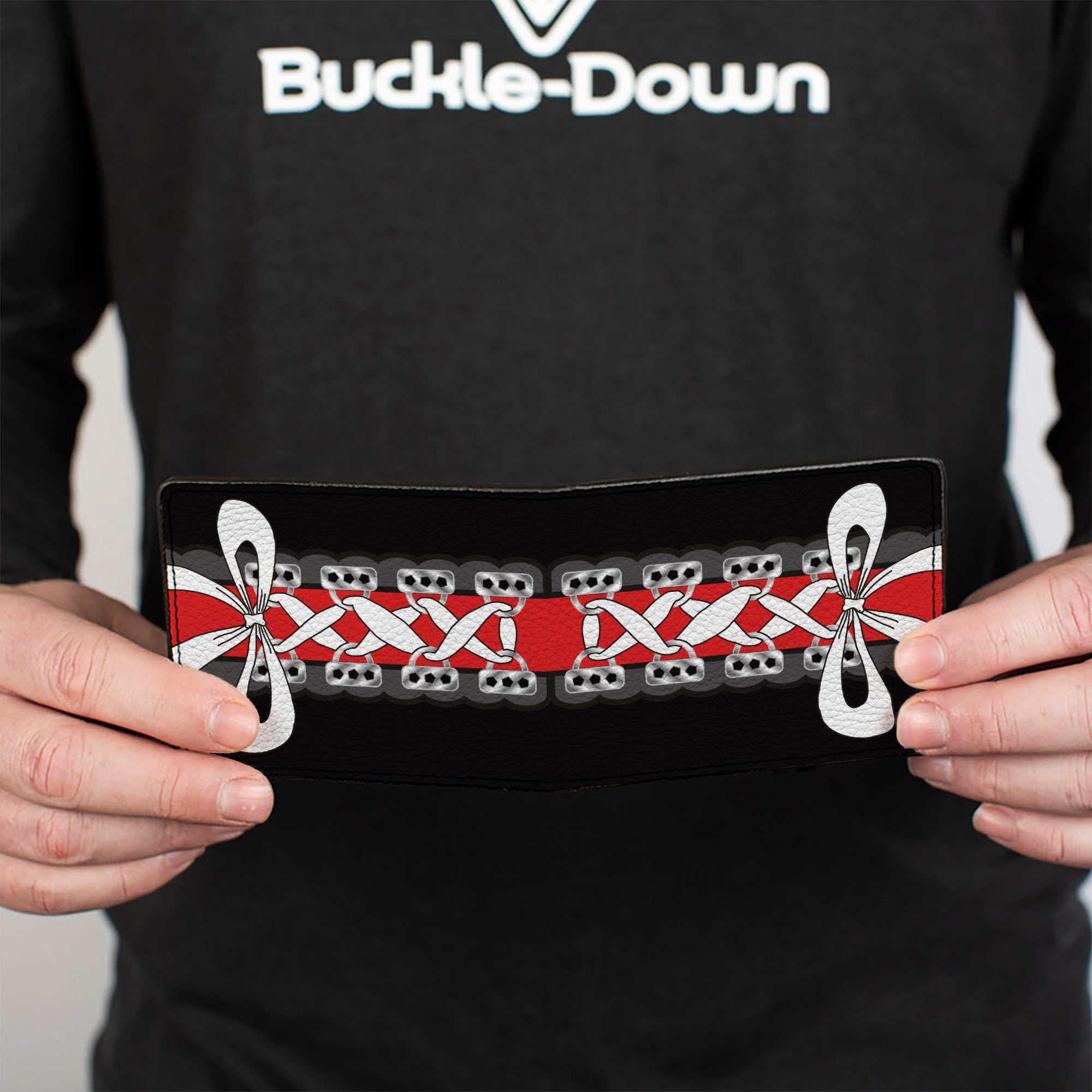 Bi-Fold Wallet - Corset Lace Up w Bow Black Red Bi-Fold Wallets Buckle-Down