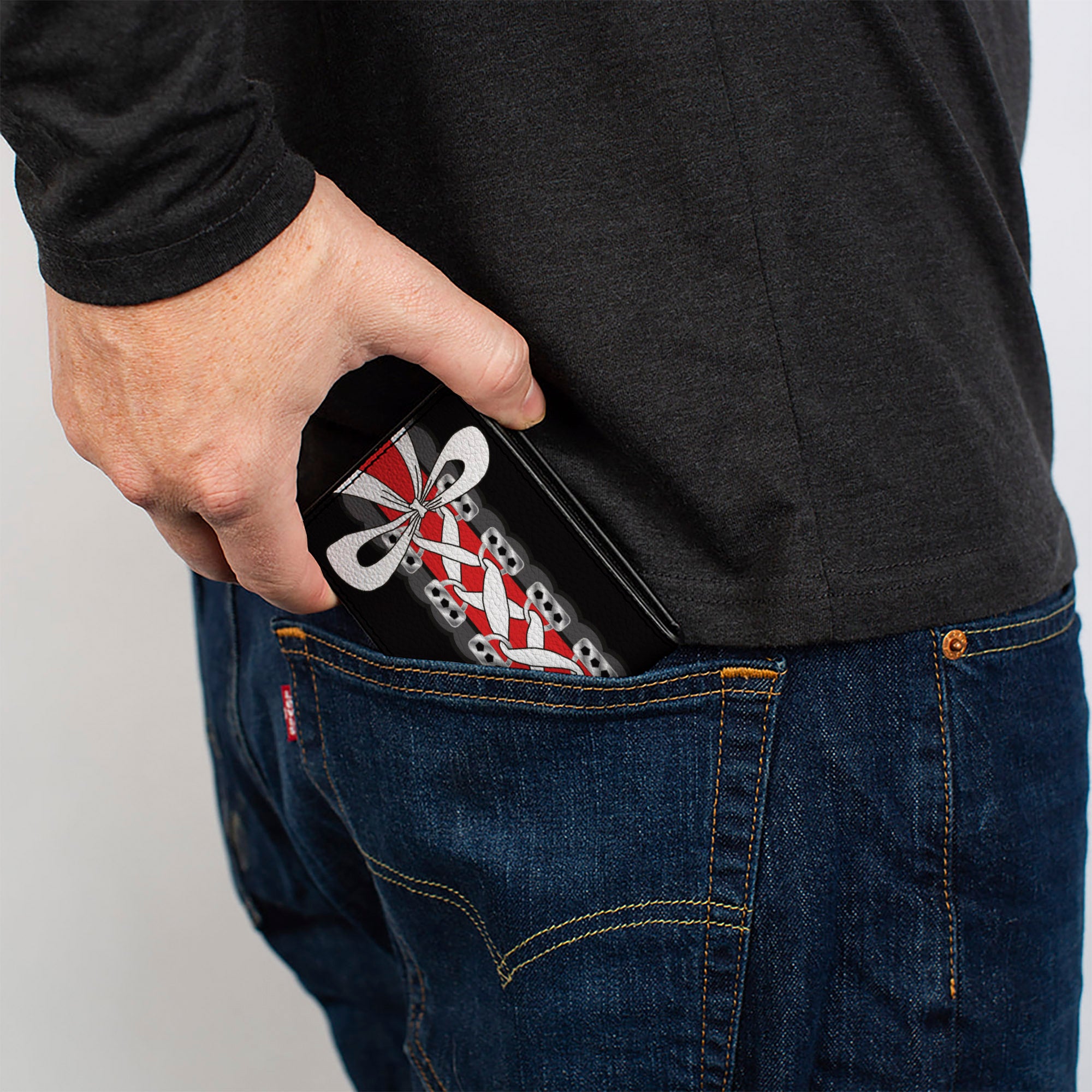 Bi-Fold Wallet - Corset Lace Up w Bow Black Red Bi-Fold Wallets Buckle-Down