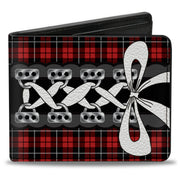 Bi-Fold Wallet - Corset Lace Up w Bow Red Plaid Black Bi-Fold Wallets Buckle-Down