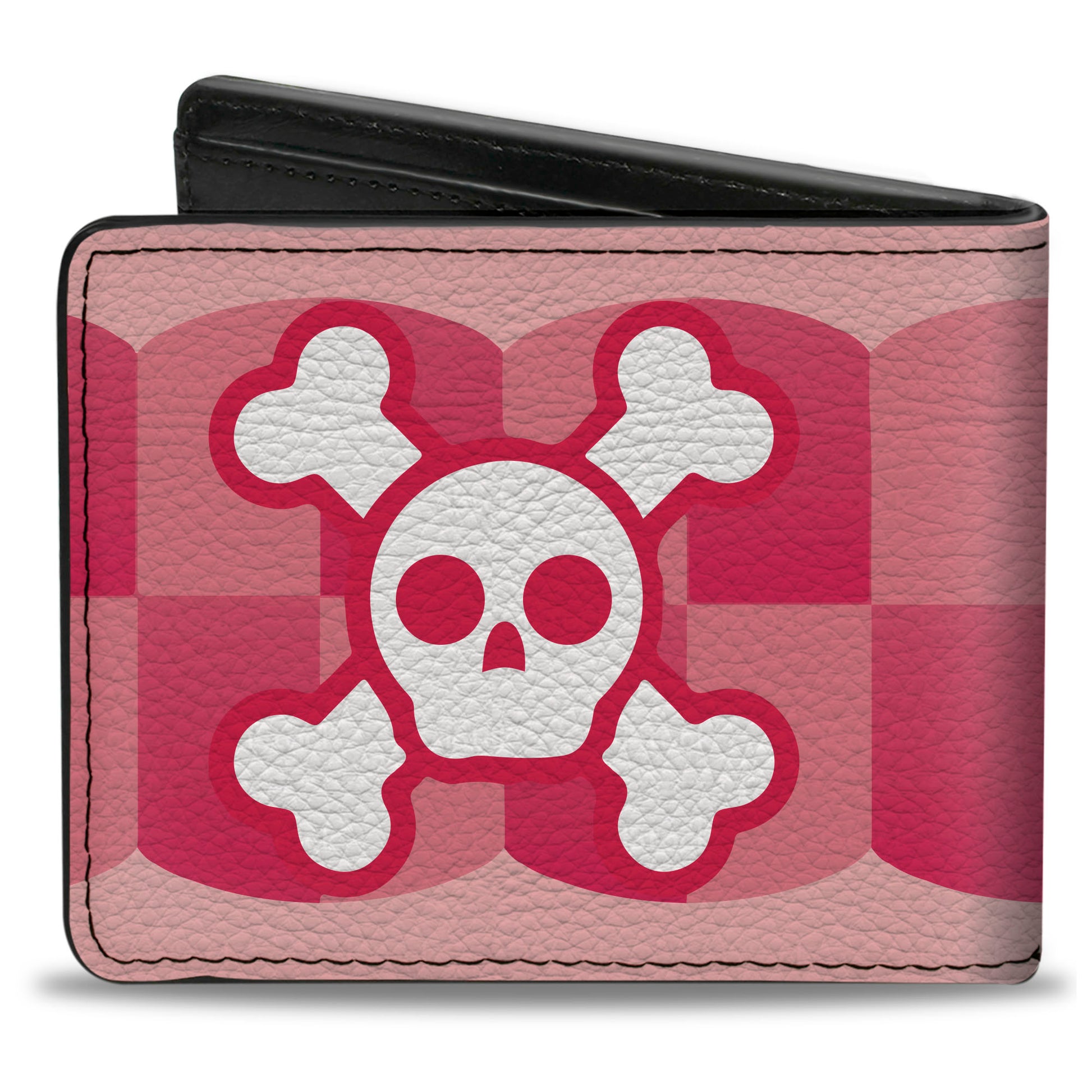 Bi-Fold Wallet - Cute Skulls w Checkers Pinks White Bi-Fold Wallets Buckle-Down