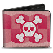 Bi-Fold Wallet - Cute Skulls w Checkers Pinks White Bi-Fold Wallets Buckle-Down
