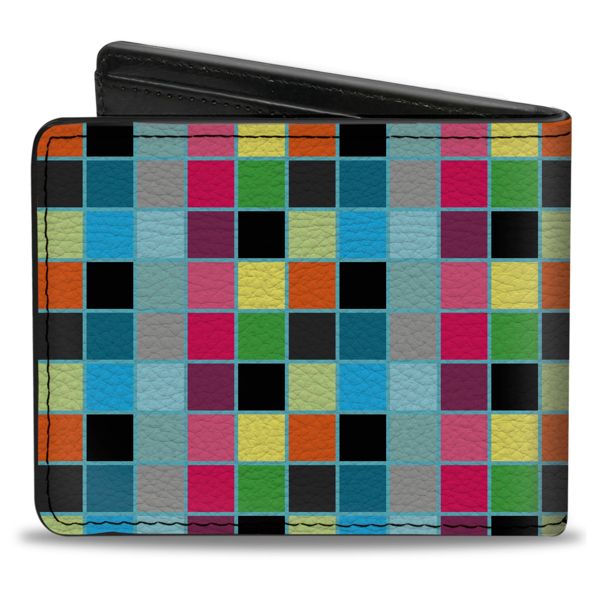 Bi-Fold Wallet - Checker Bright Pastel w Outline Bi-Fold Wallets Buckle-Down