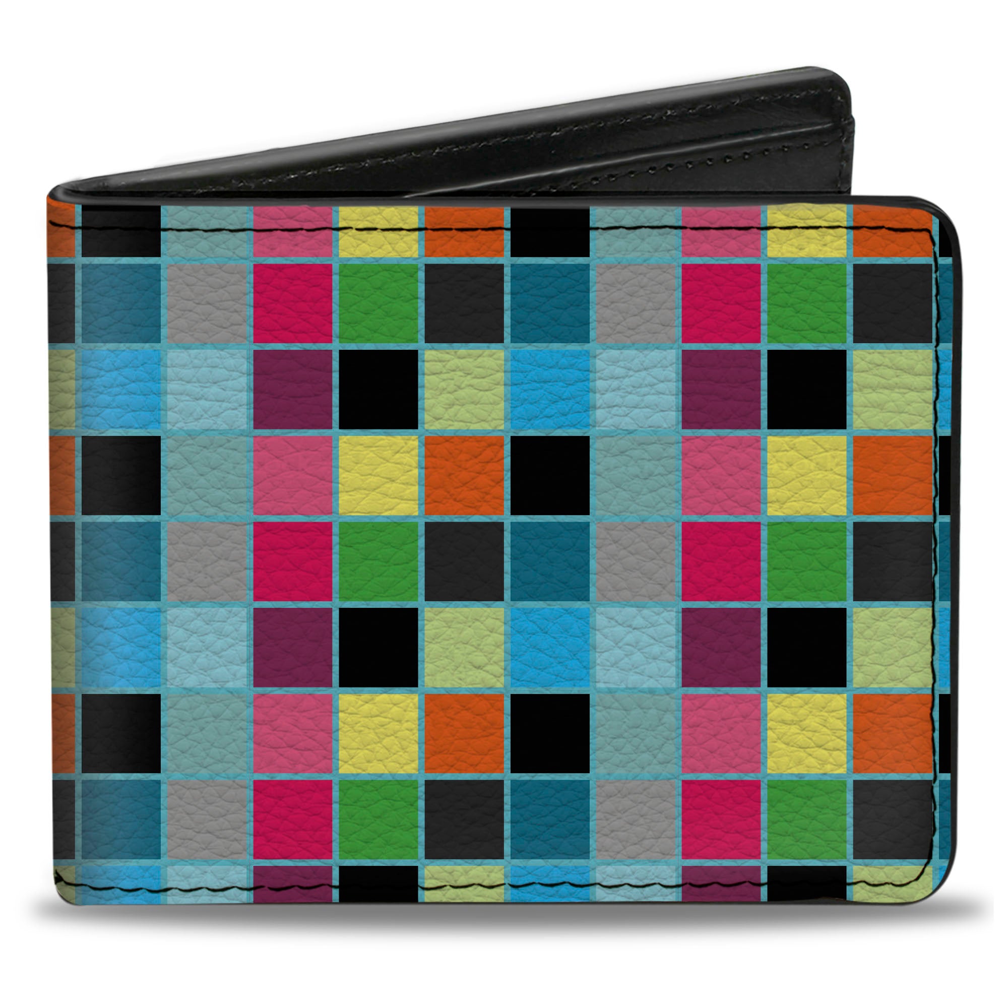 Bi-Fold Wallet - Checker Bright Pastel w Outline Bi-Fold Wallets Buckle-Down