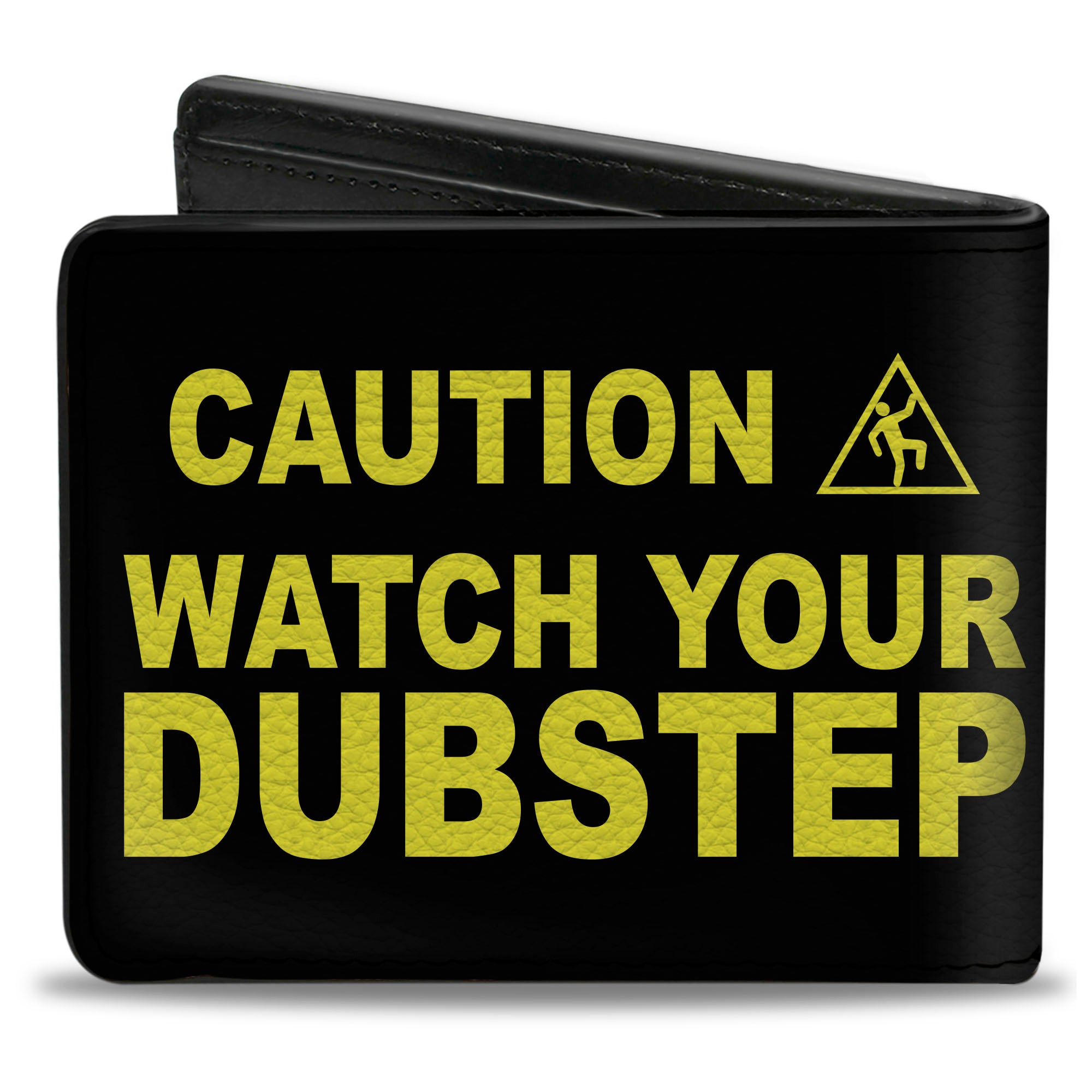 Bi-Fold Wallet - CAUTION WATCH YOUR DUBSTEP Black Yellow Bi-Fold Wallets Buckle-Down