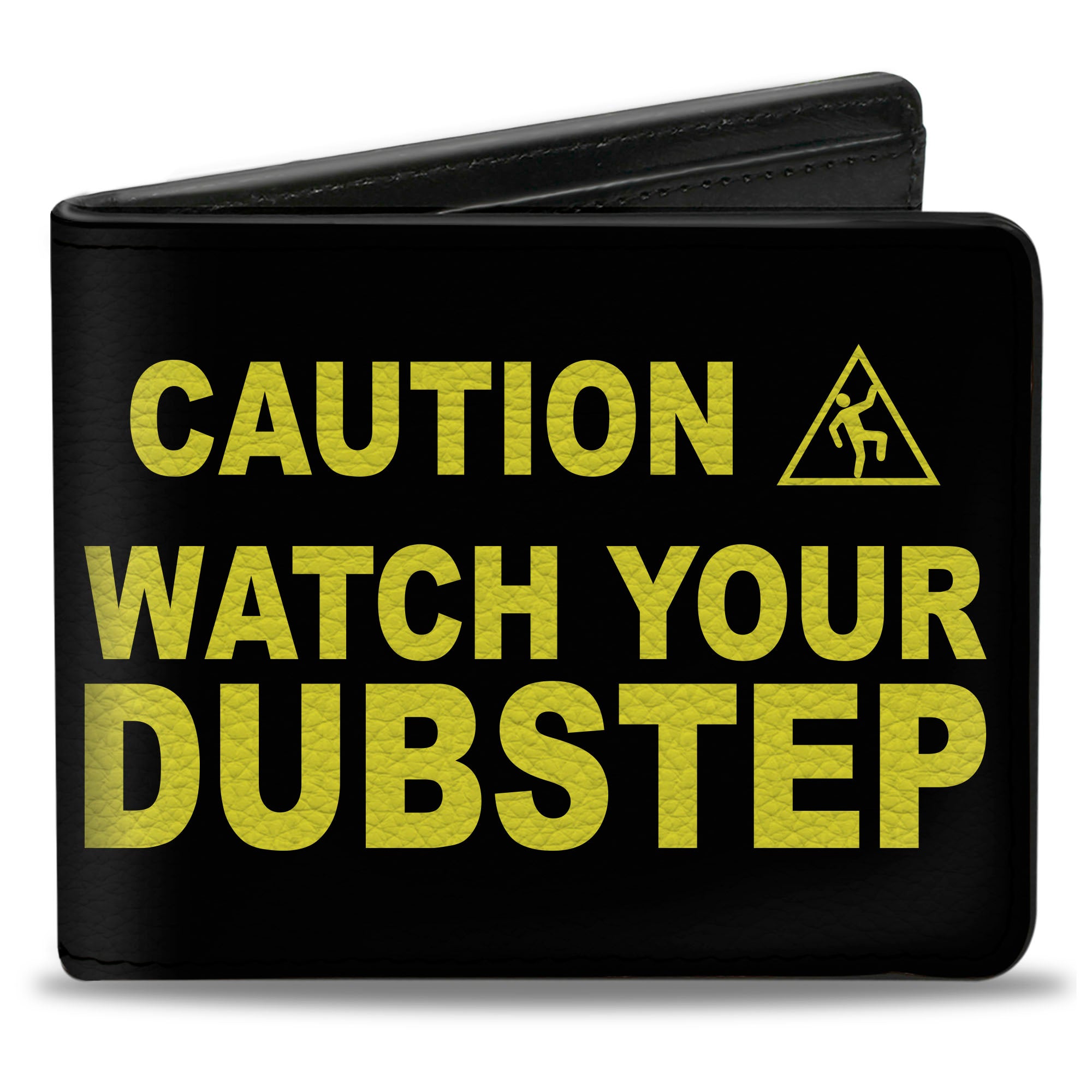 Bi-Fold Wallet - CAUTION WATCH YOUR DUBSTEP Black Yellow Bi-Fold Wallets Buckle-Down