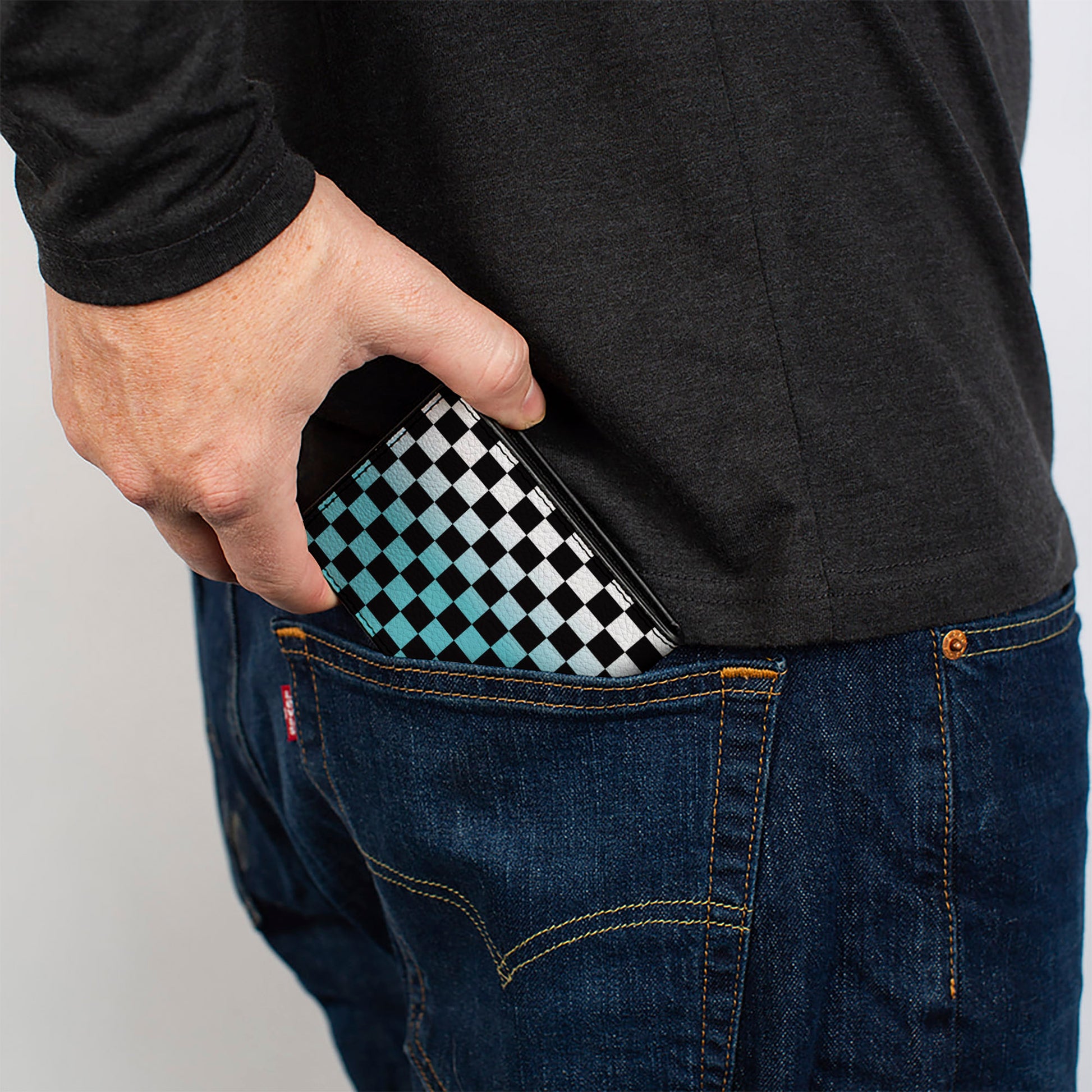 Bi-Fold Wallet - Checker Black Ombre Turquoise Bi-Fold Wallets Buckle-Down