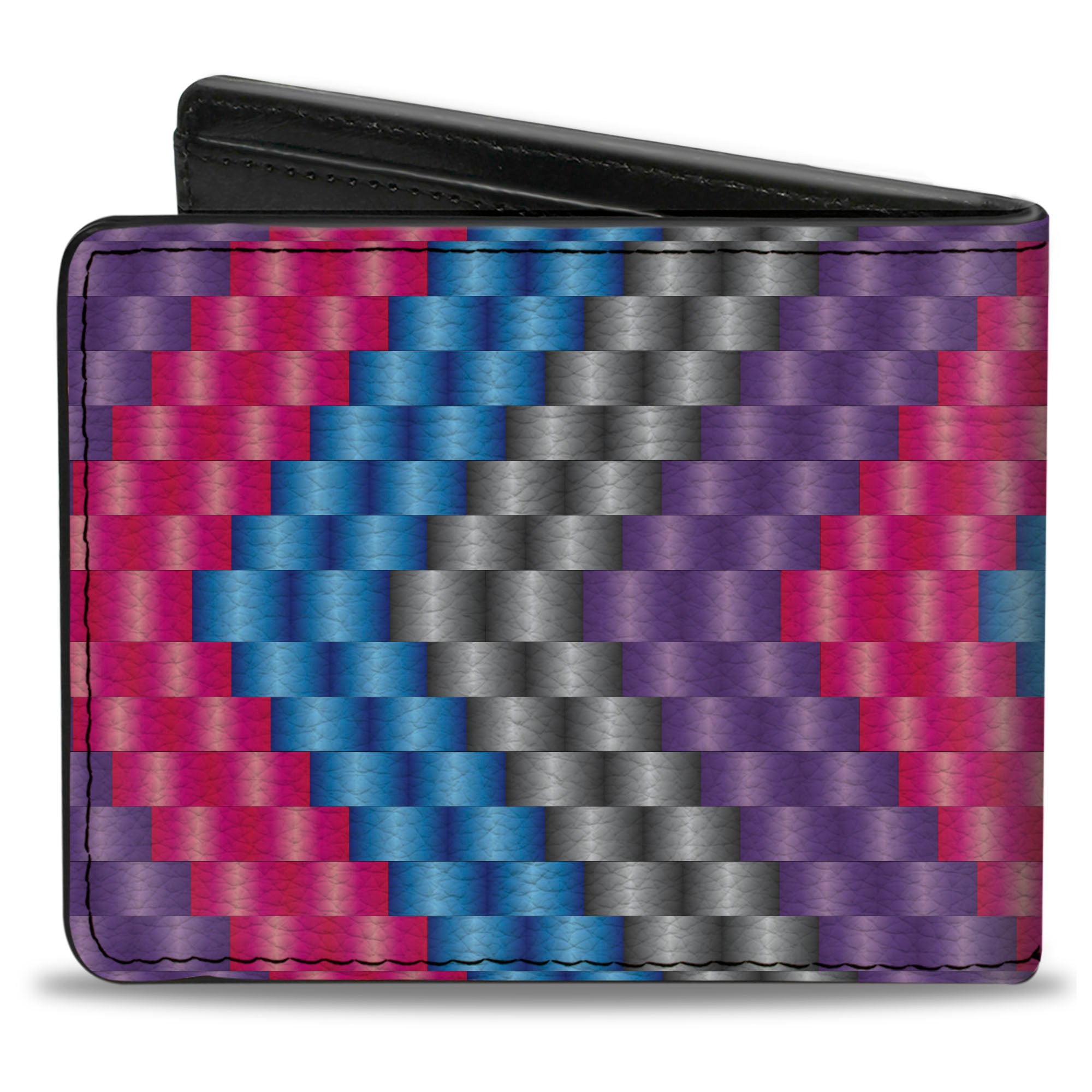 Bi-Fold Wallet - Chevron Weave Gray Lavender Pink Baby Blue Bi-Fold Wallets Buckle-Down