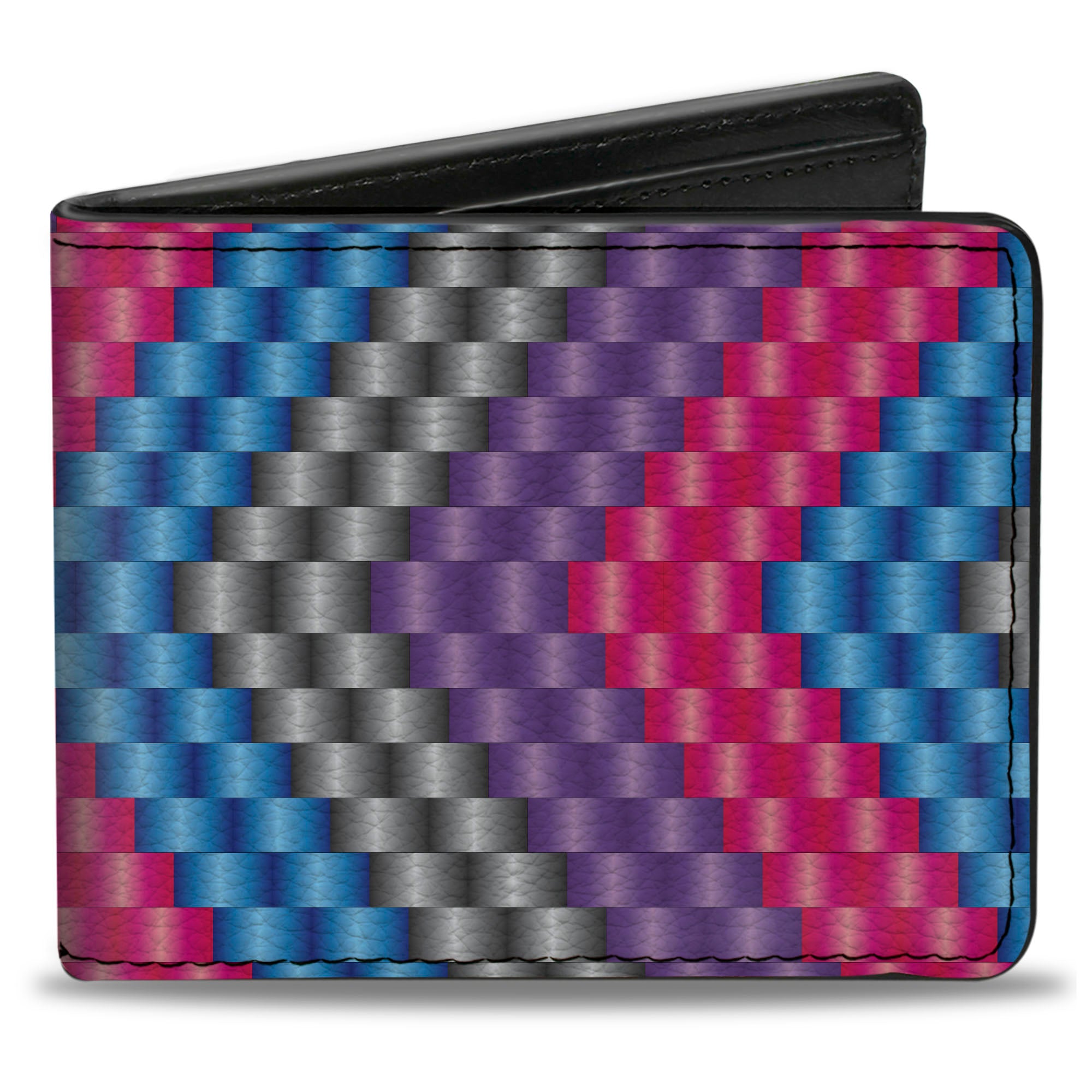 Bi-Fold Wallet - Chevron Weave Gray Lavender Pink Baby Blue Bi-Fold Wallets Buckle-Down