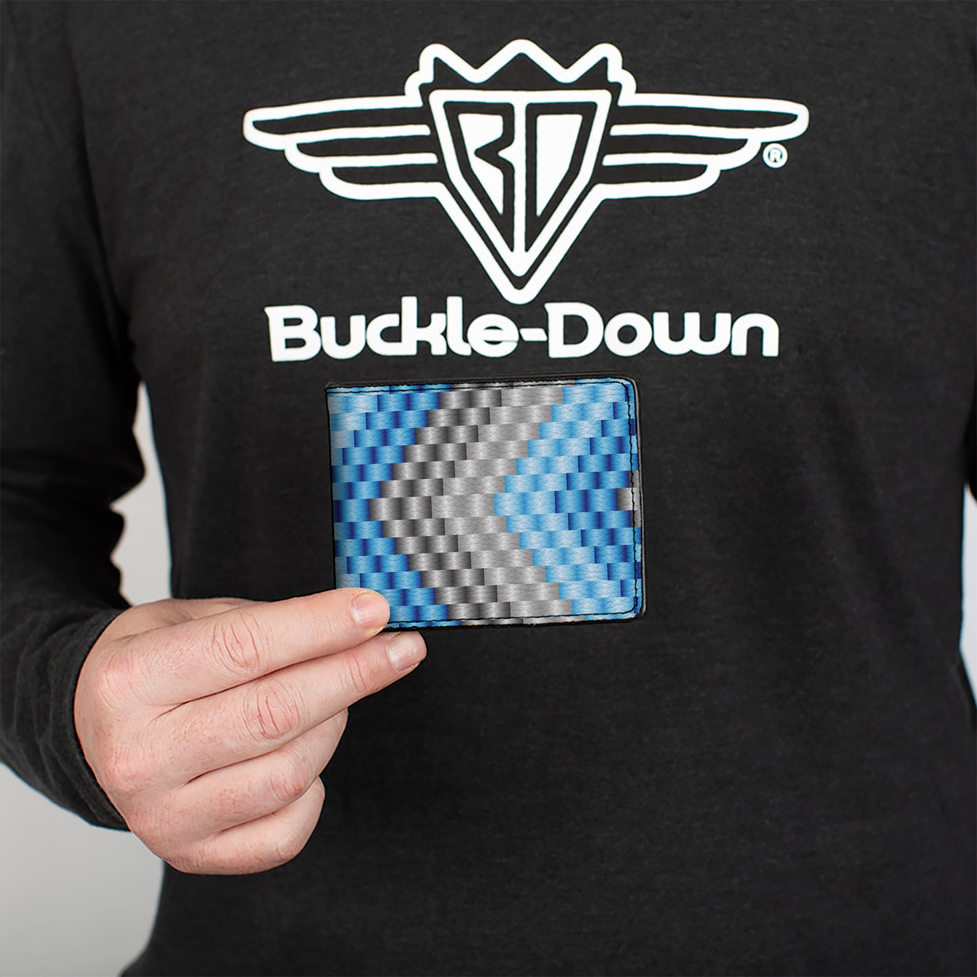 Bi-Fold Wallet - Chevron Weave Grays Blues Bi-Fold Wallets Buckle-Down