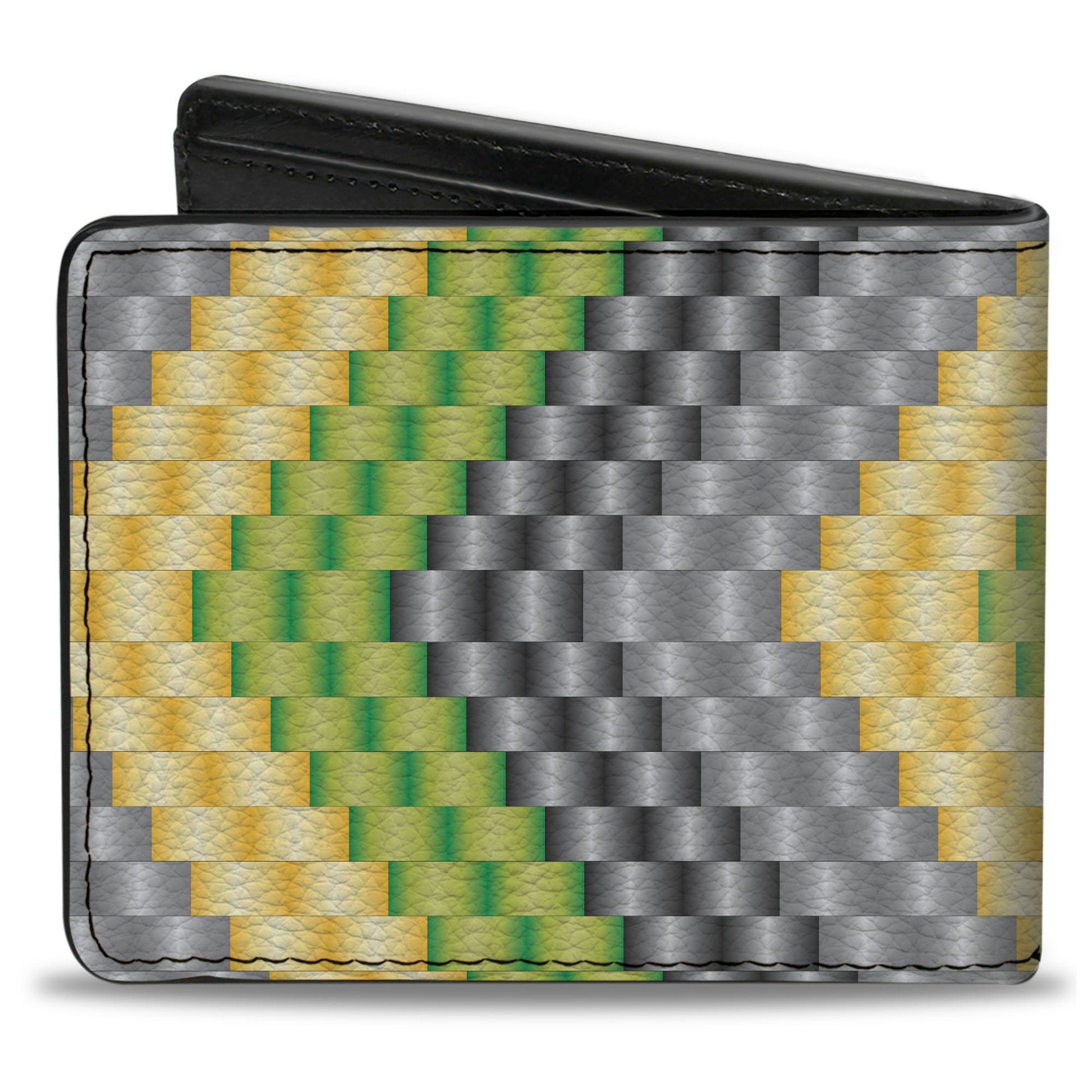 Bi-Fold Wallet - Chevron Weave Grays Yellow Green Bi-Fold Wallets Buckle-Down