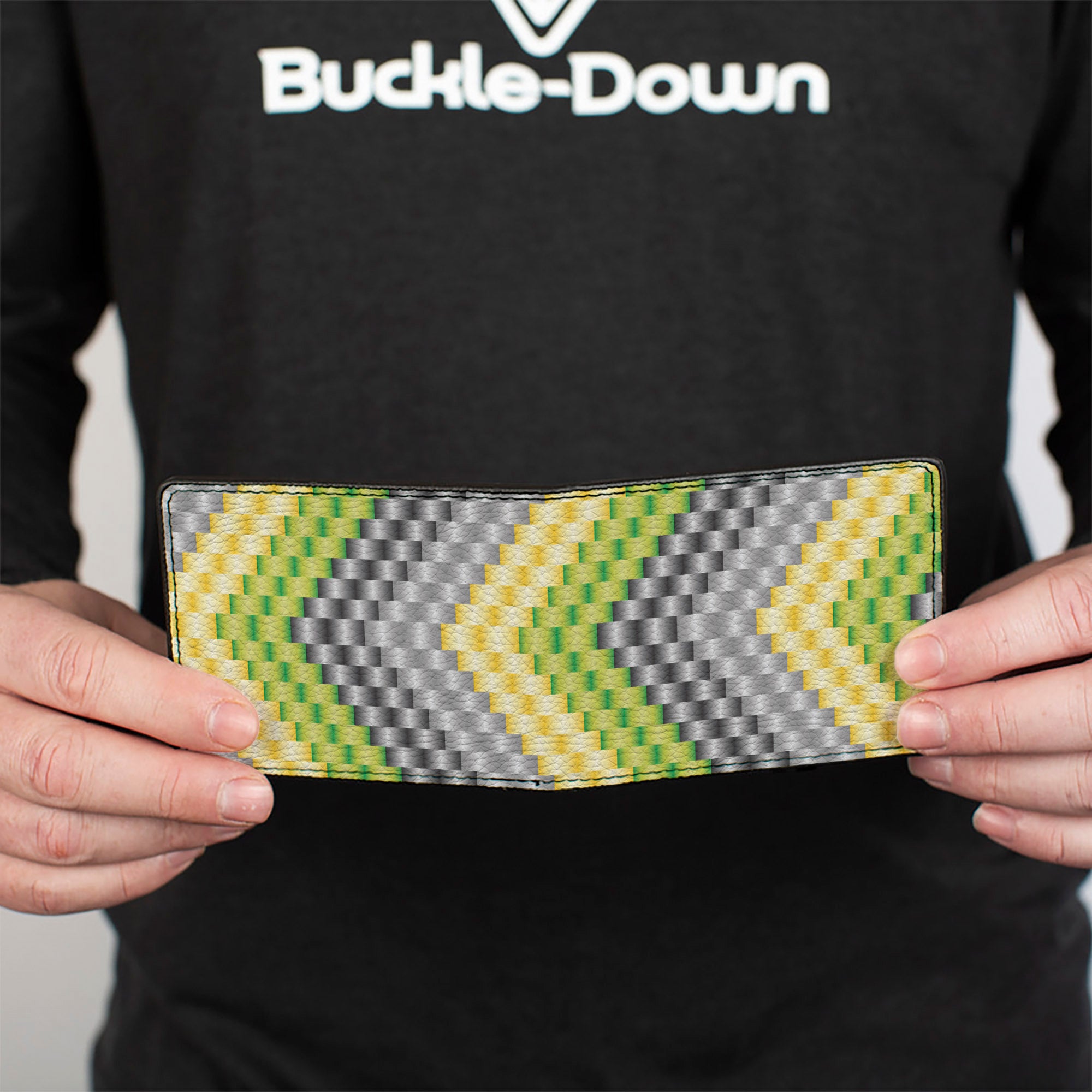Bi-Fold Wallet - Chevron Weave Grays Yellow Green Bi-Fold Wallets Buckle-Down