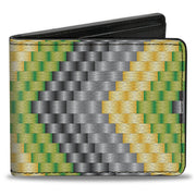 Bi-Fold Wallet - Chevron Weave Grays Yellow Green Bi-Fold Wallets Buckle-Down