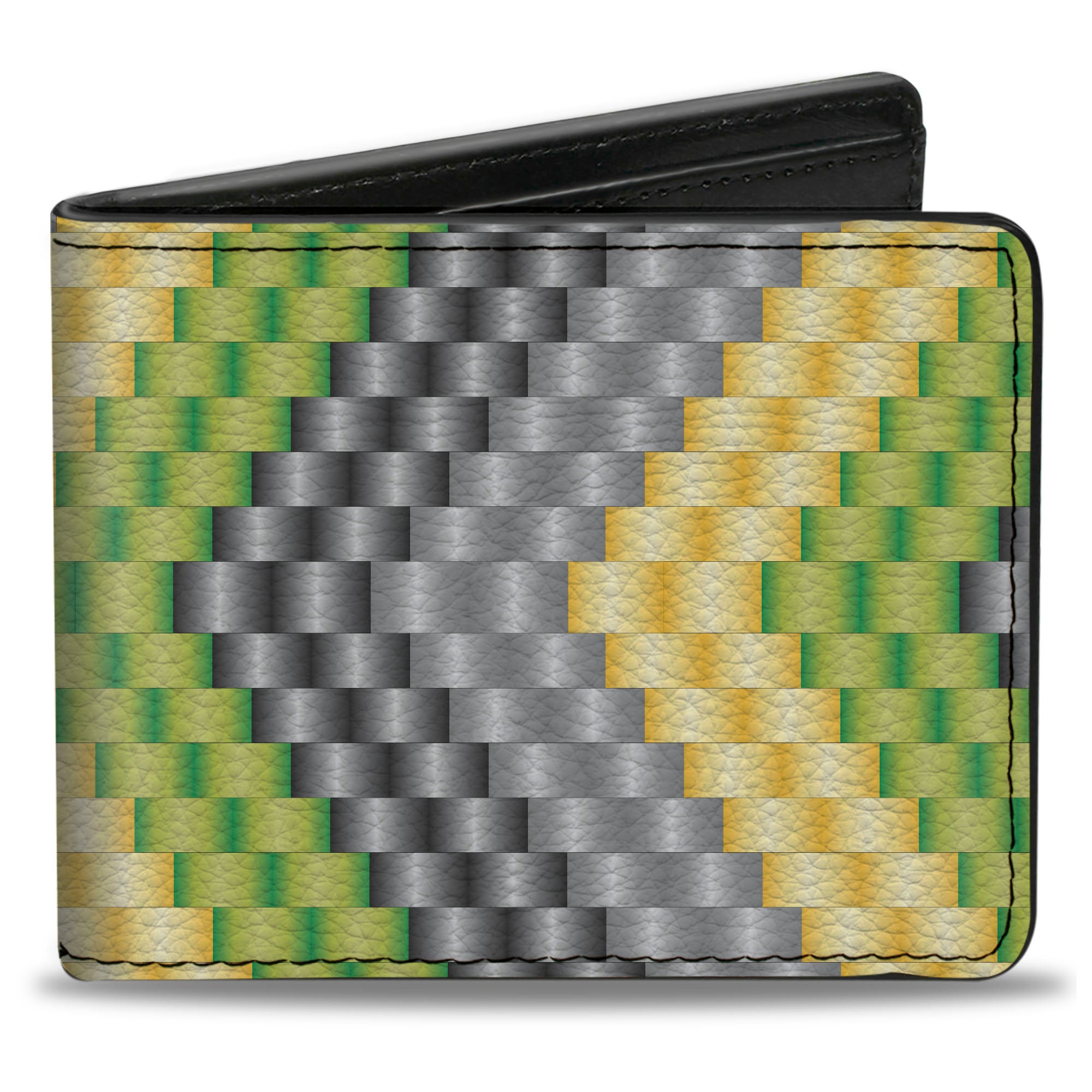 Bi-Fold Wallet - Chevron Weave Grays Yellow Green Bi-Fold Wallets Buckle-Down