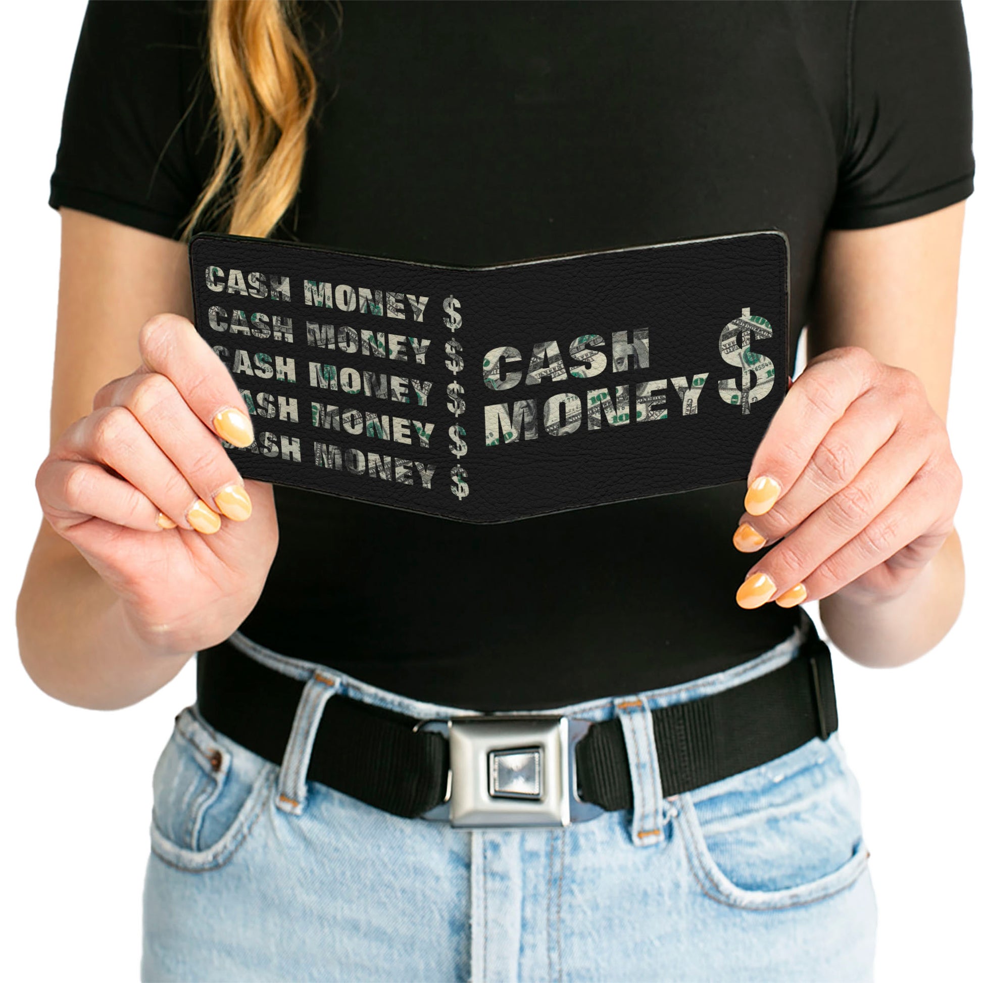 Bi-Fold Wallet - CASH MONEY $ Black Dollars Bi-Fold Wallets Buckle-Down