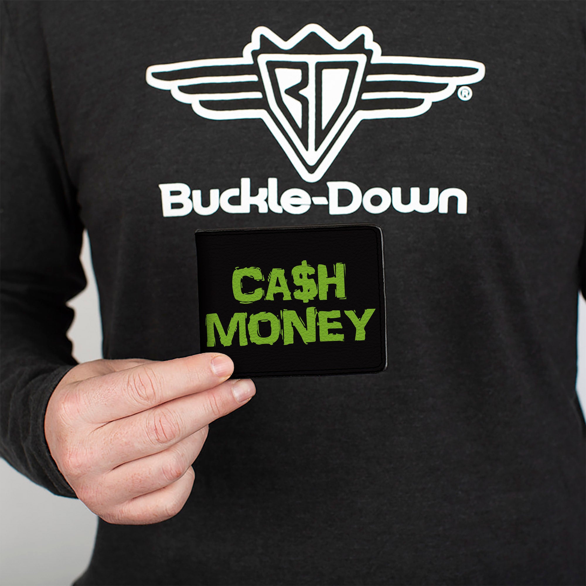 Bi-Fold Wallet - CA$H MONEY Black Green Bi-Fold Wallets Buckle-Down