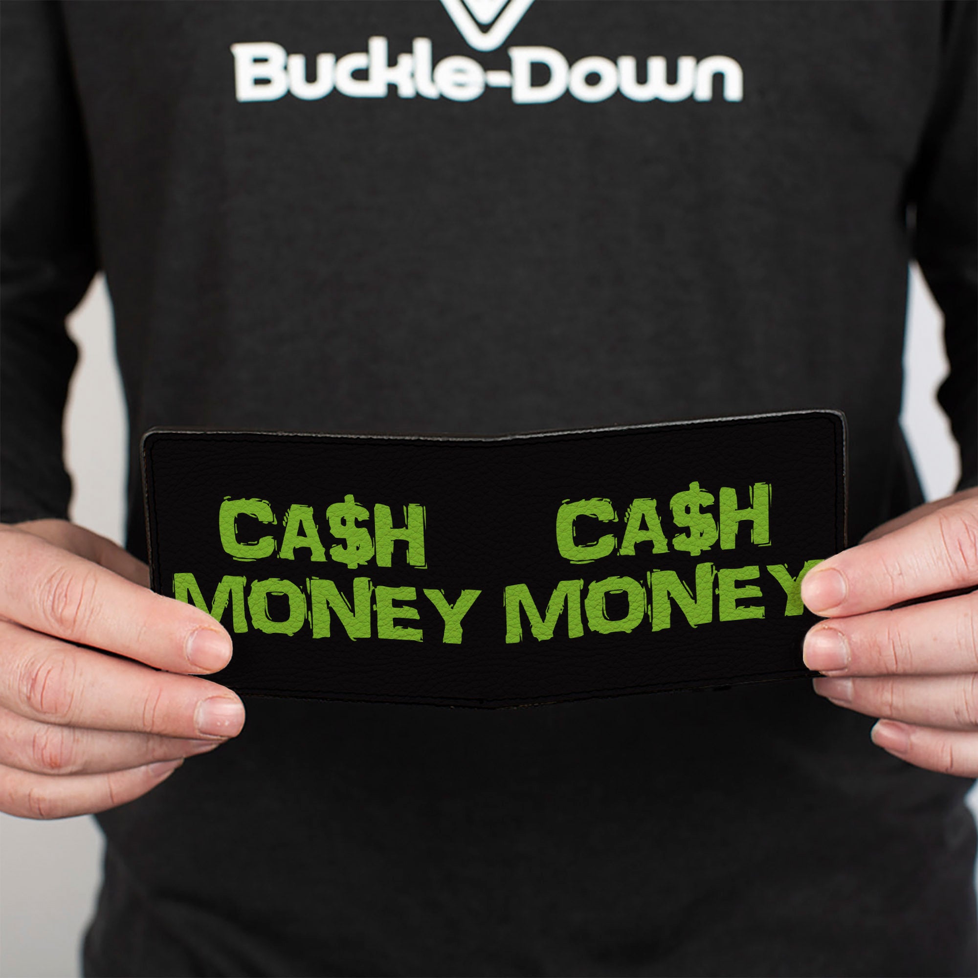 Bi-Fold Wallet - CA$H MONEY Black Green Bi-Fold Wallets Buckle-Down