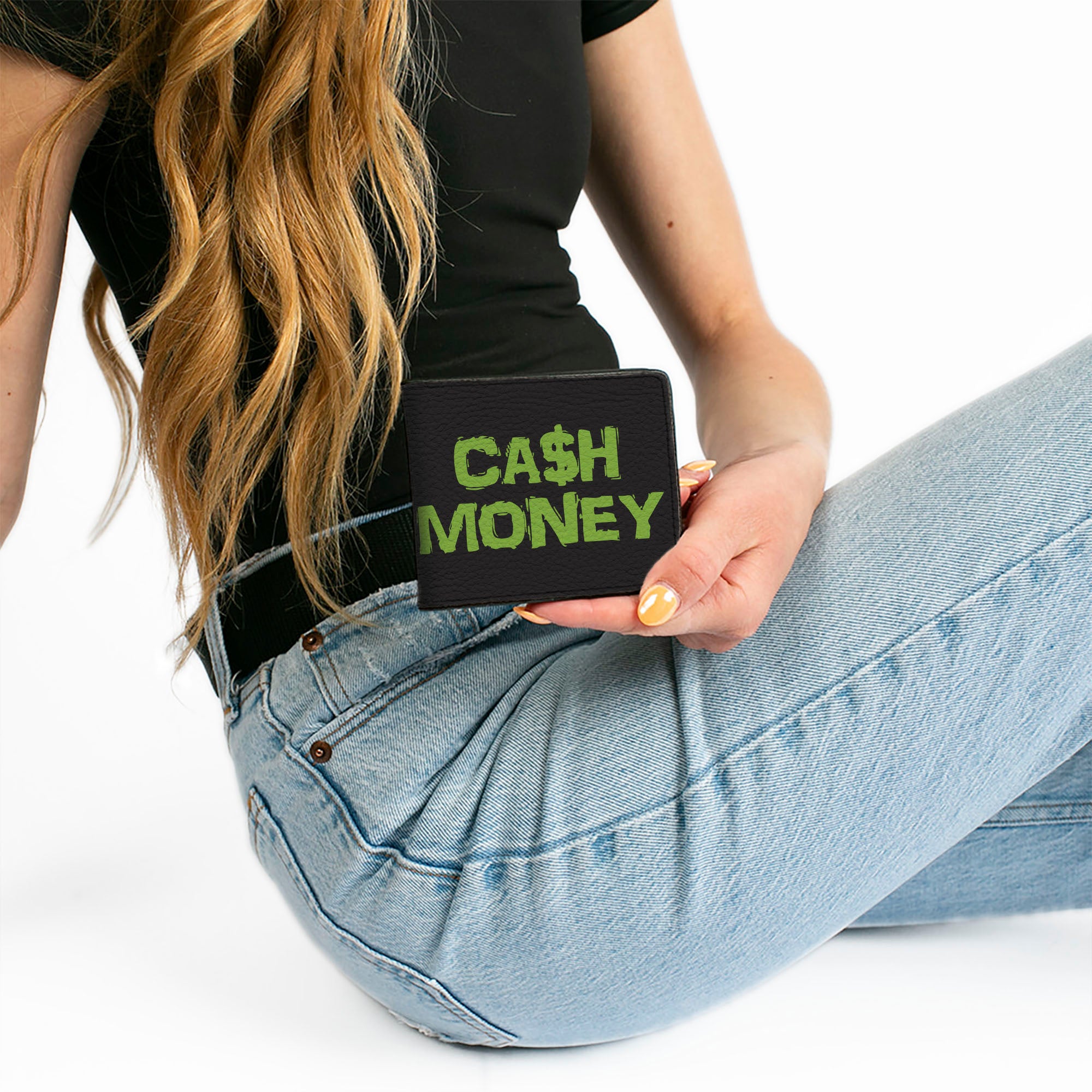Bi-Fold Wallet - CA$H MONEY Black Green Bi-Fold Wallets Buckle-Down