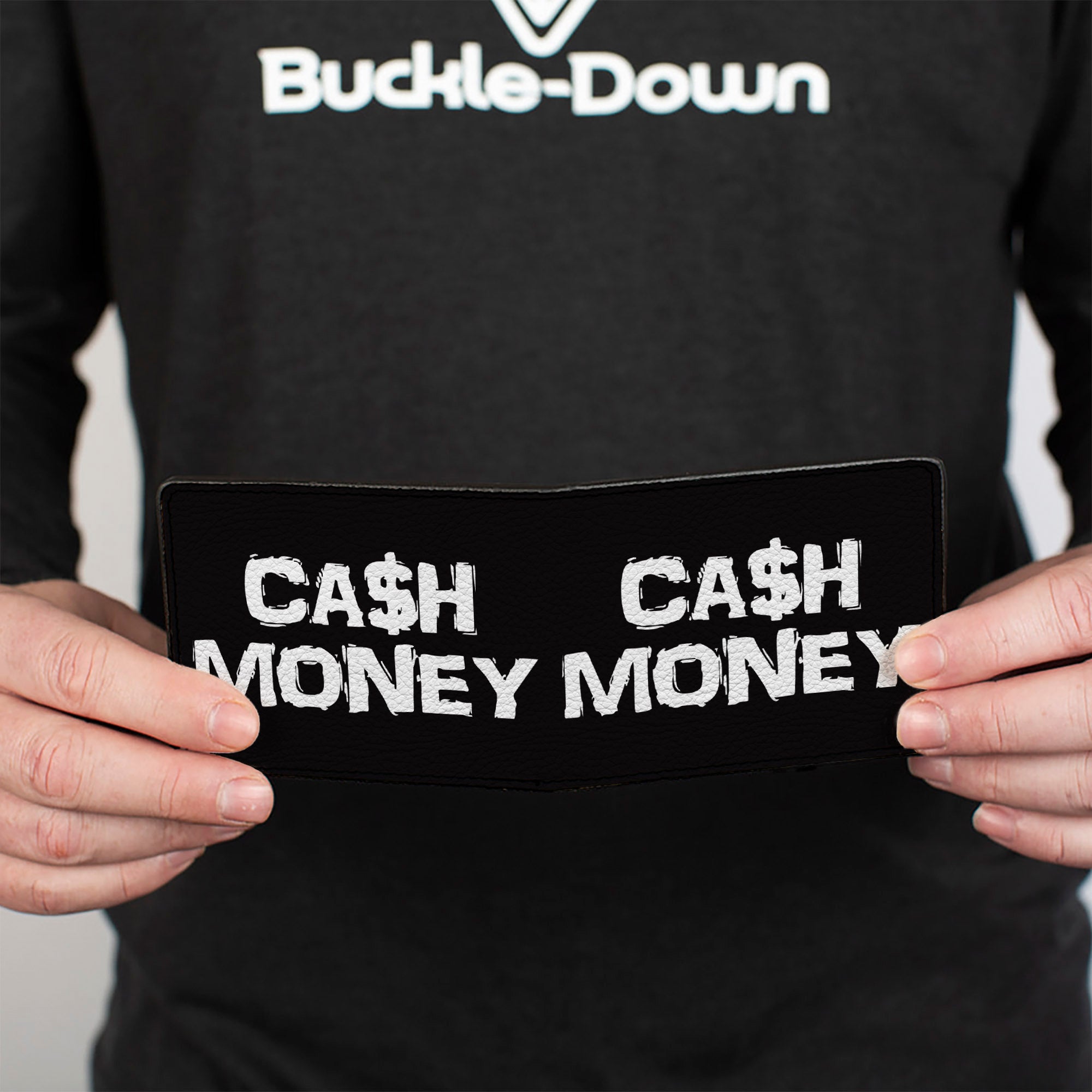 Bi-Fold Wallet - CA$H MONEY Black White Bi-Fold Wallets Buckle-Down