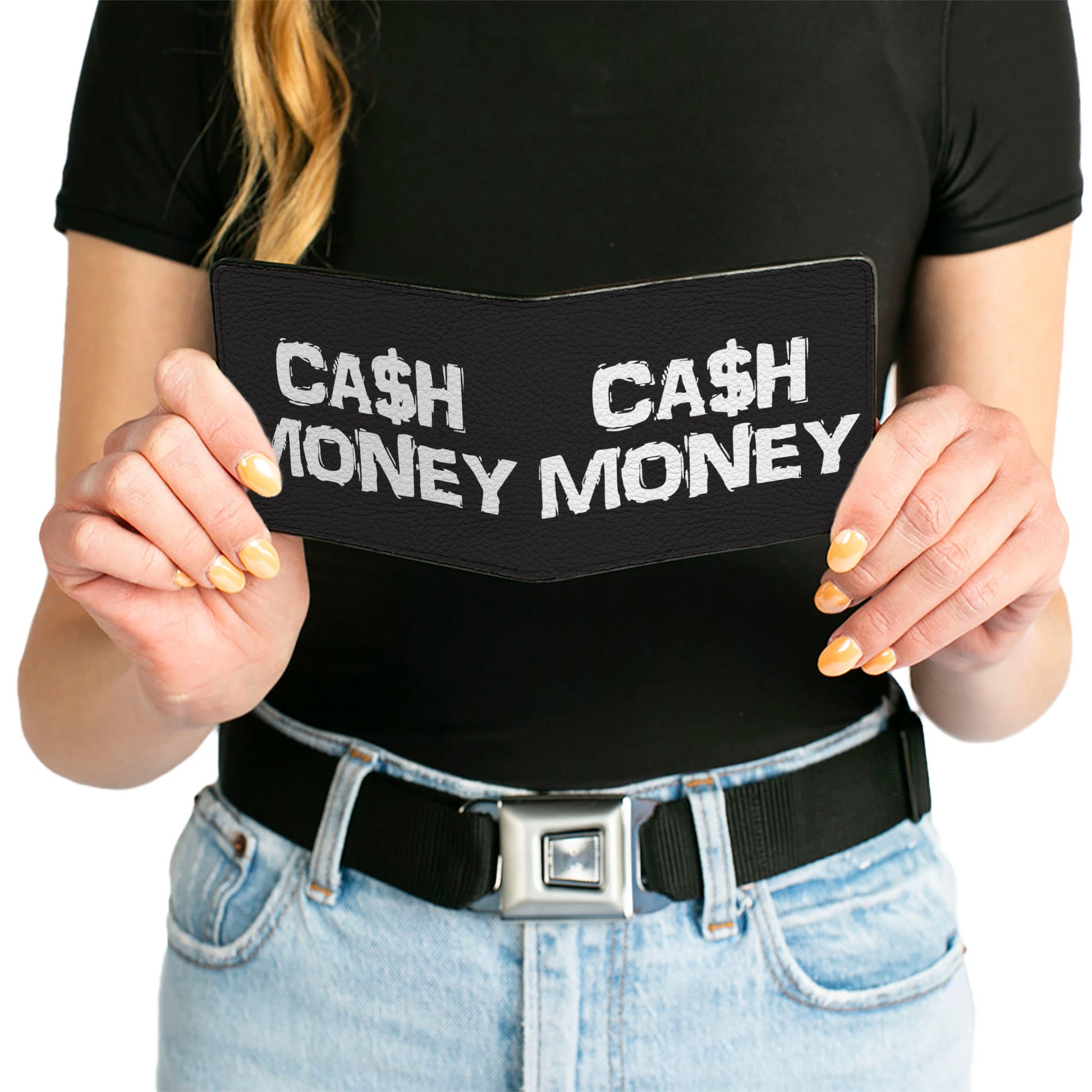 Bi-Fold Wallet - CA$H MONEY Black White Bi-Fold Wallets Buckle-Down