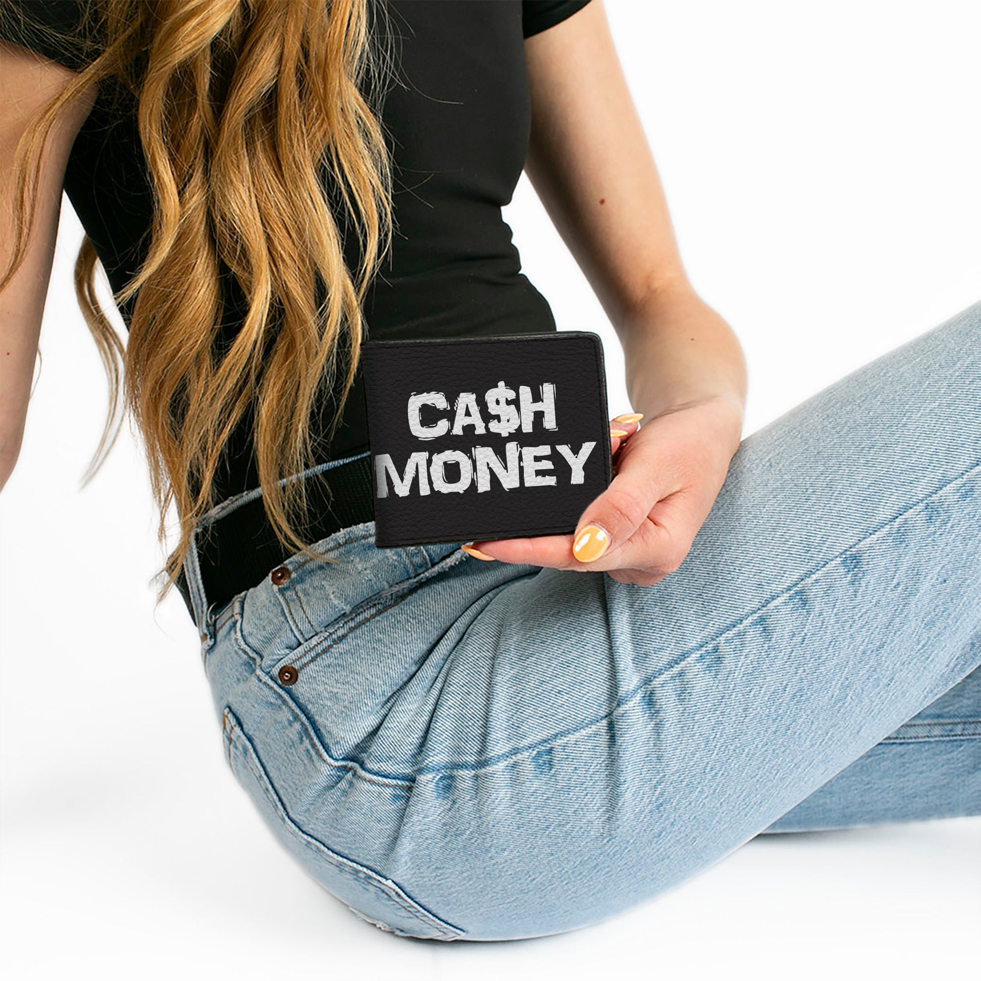 Bi-Fold Wallet - CA$H MONEY Black White Bi-Fold Wallets Buckle-Down