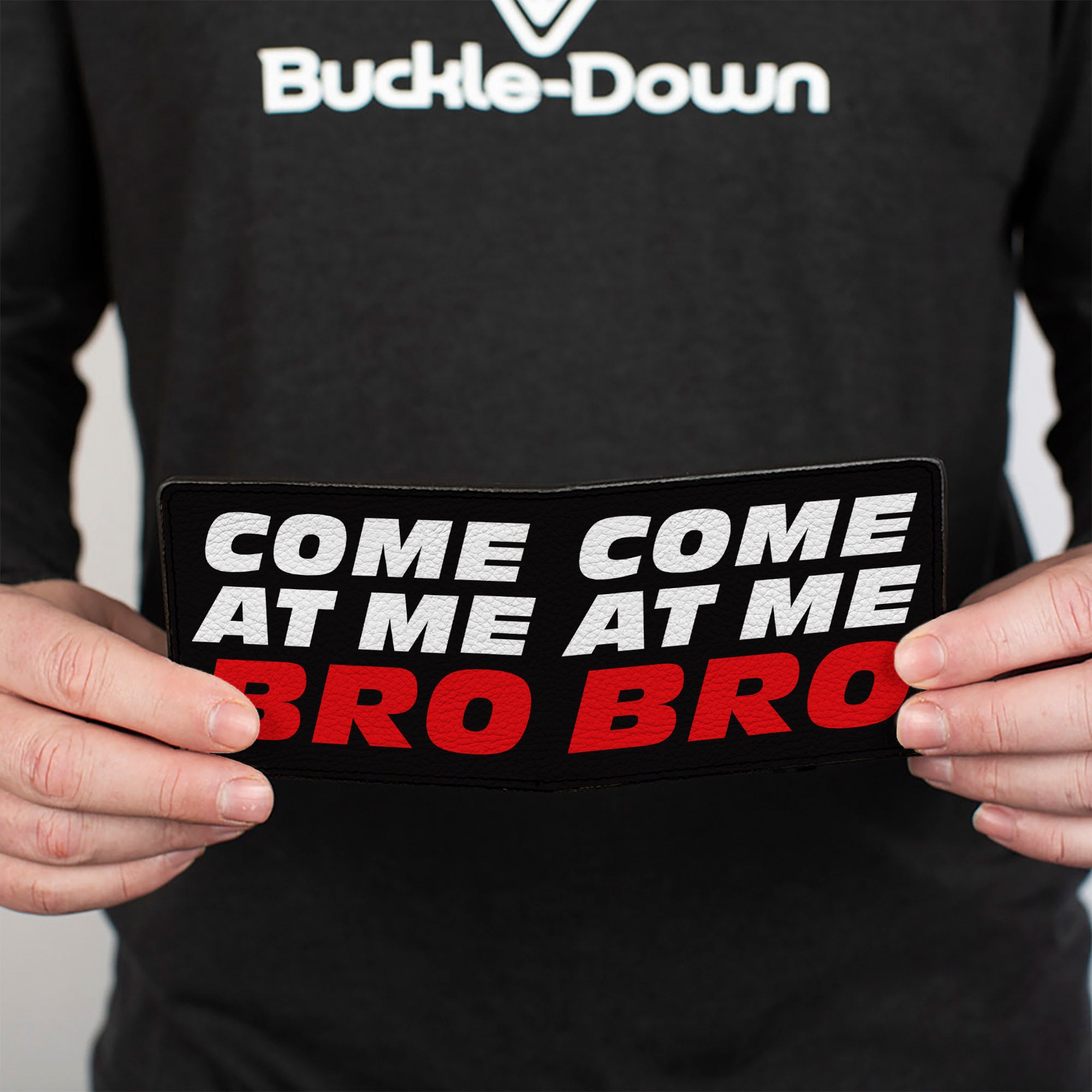 Bi-Fold Wallet - COME-AT ME-BRO Black White Red Bi-Fold Wallets Buckle-Down